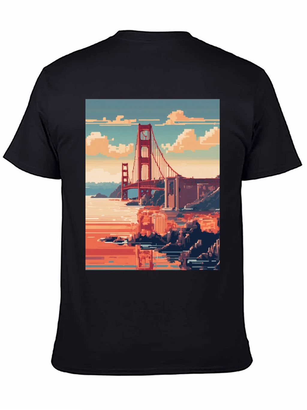 Golden Gate Pixel Art Black Tee