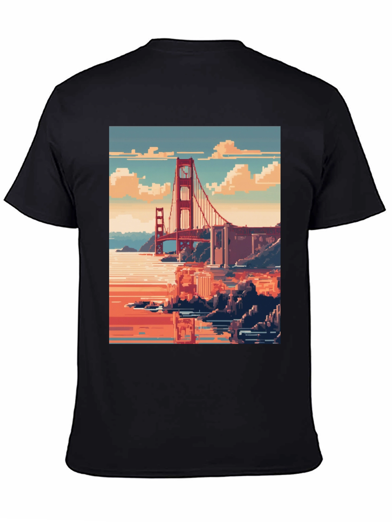 Golden Gate Pixel Art Black Tee