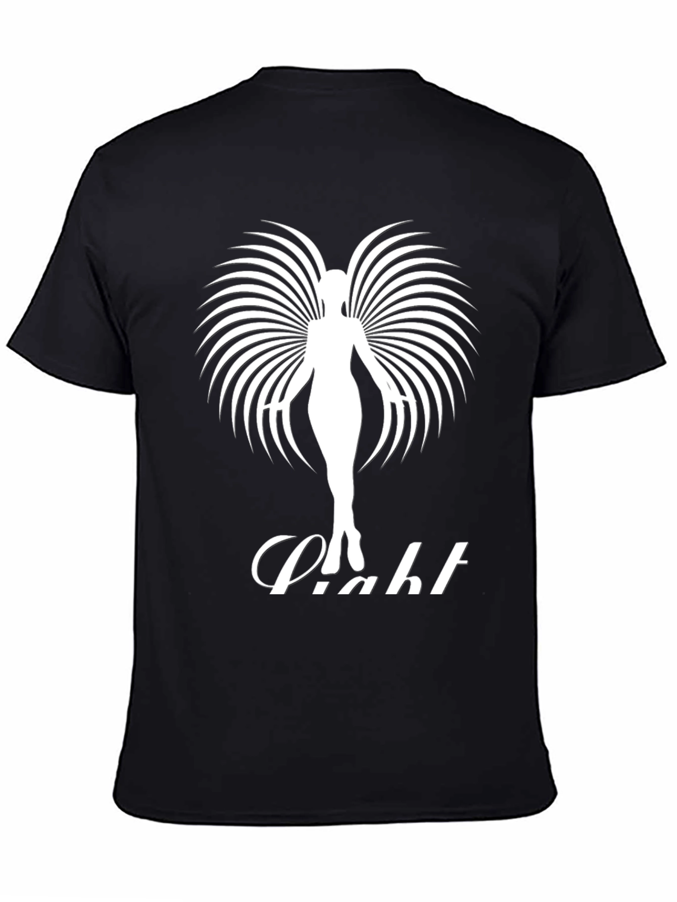 Elegant Angel Wing Graphic Tee - Black Cotton Shirt