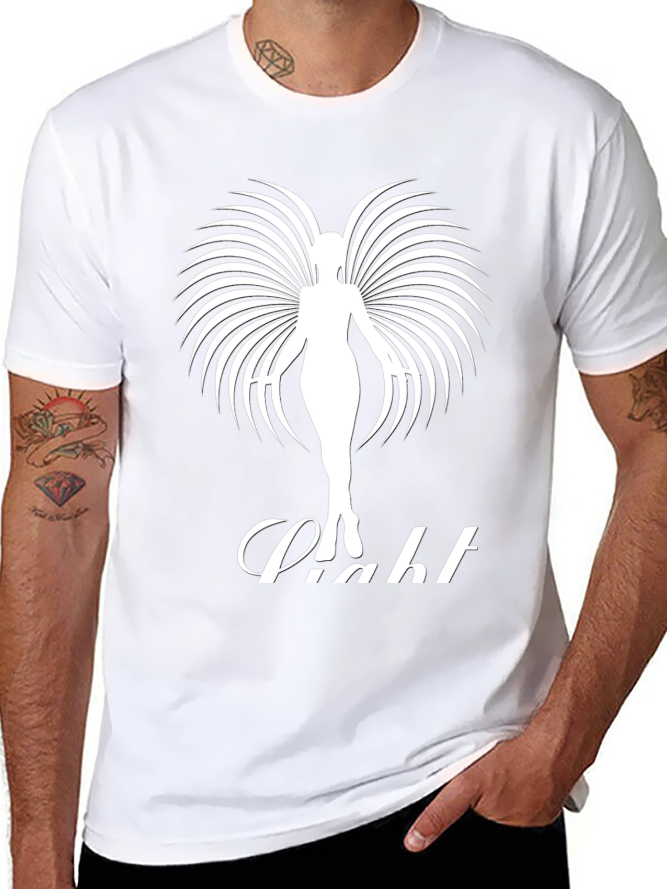 Elegant Angel Wing Graphic Tee - Black Cotton Shirt