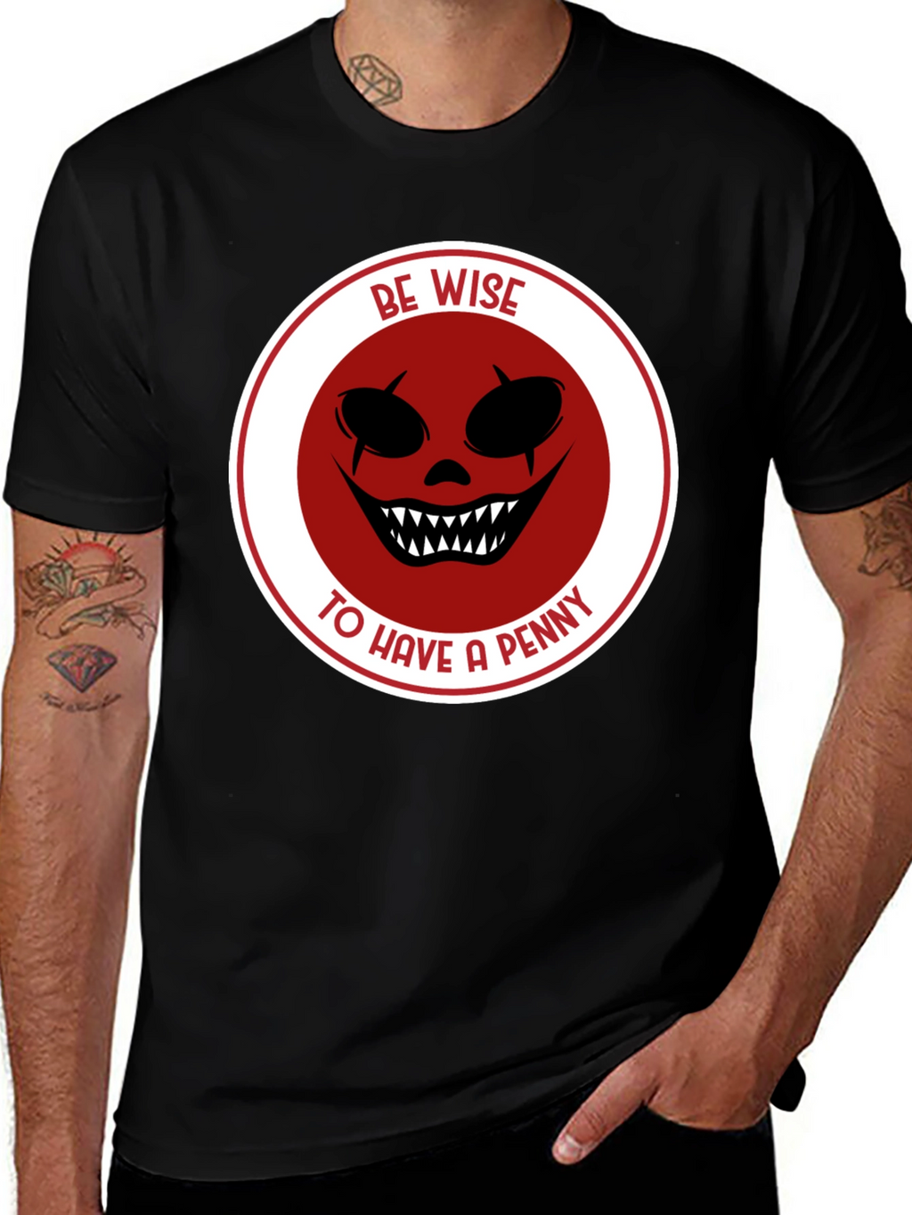 Be Wise Scary Clown Graphic Black T-Shirt
