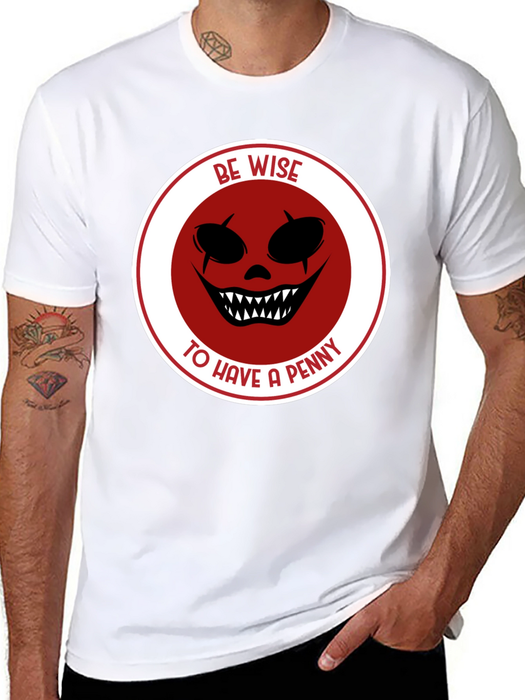 Be Wise Scary Clown Graphic Black T-Shirt