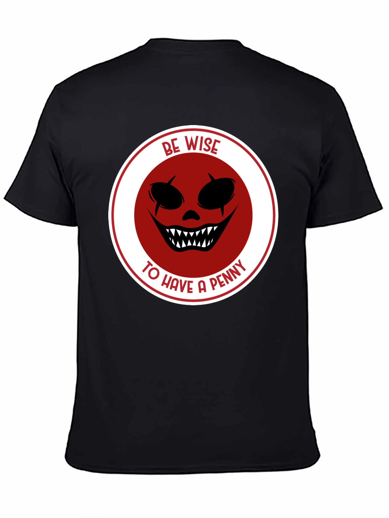 Be Wise Scary Clown Graphic Black T-Shirt