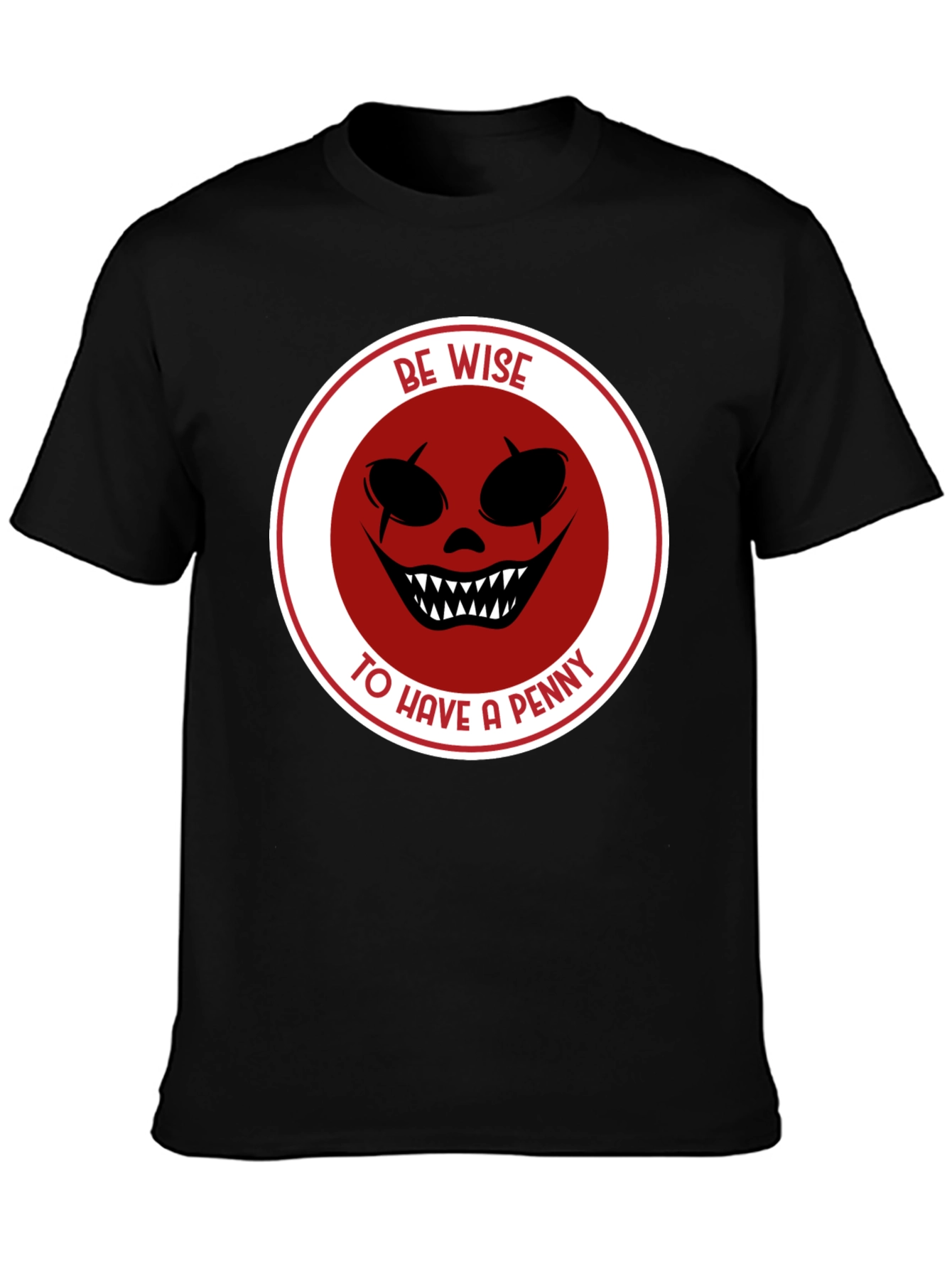 Be Wise Scary Clown Graphic Black T-Shirt
