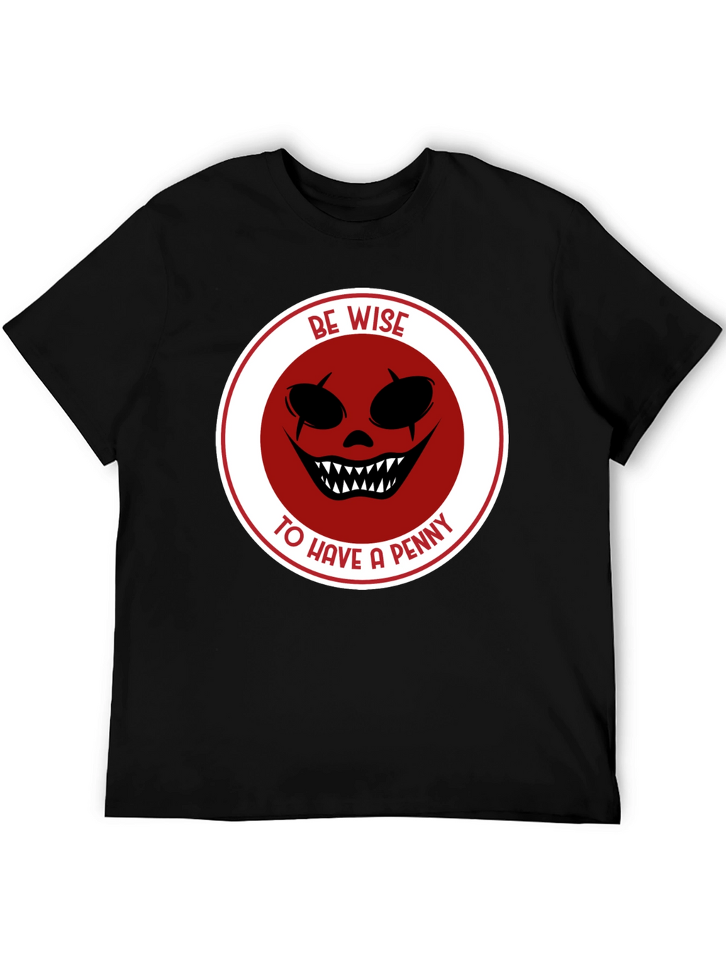 Be Wise Scary Clown Graphic Black T-Shirt