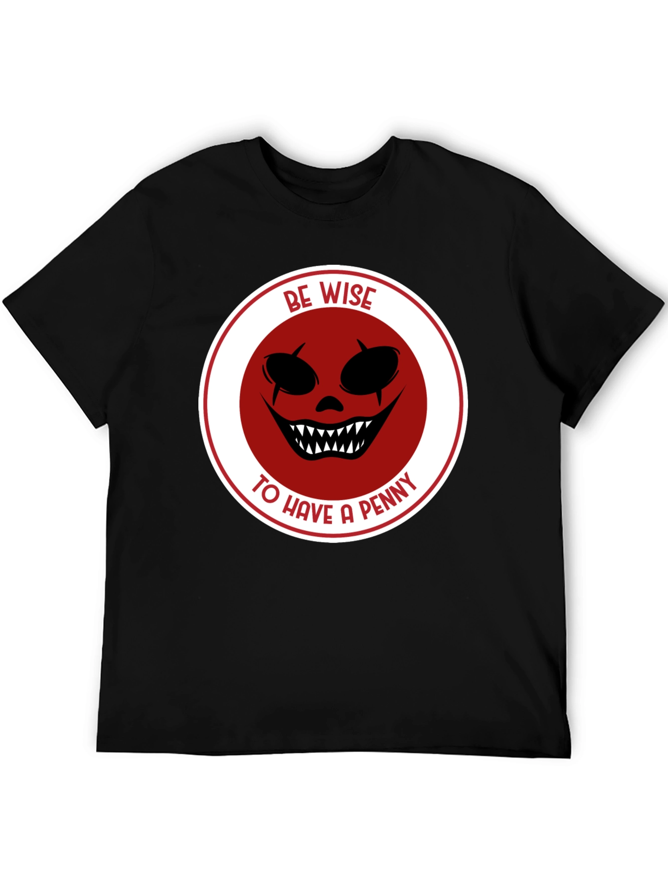 Be Wise Scary Clown Graphic Black T-Shirt