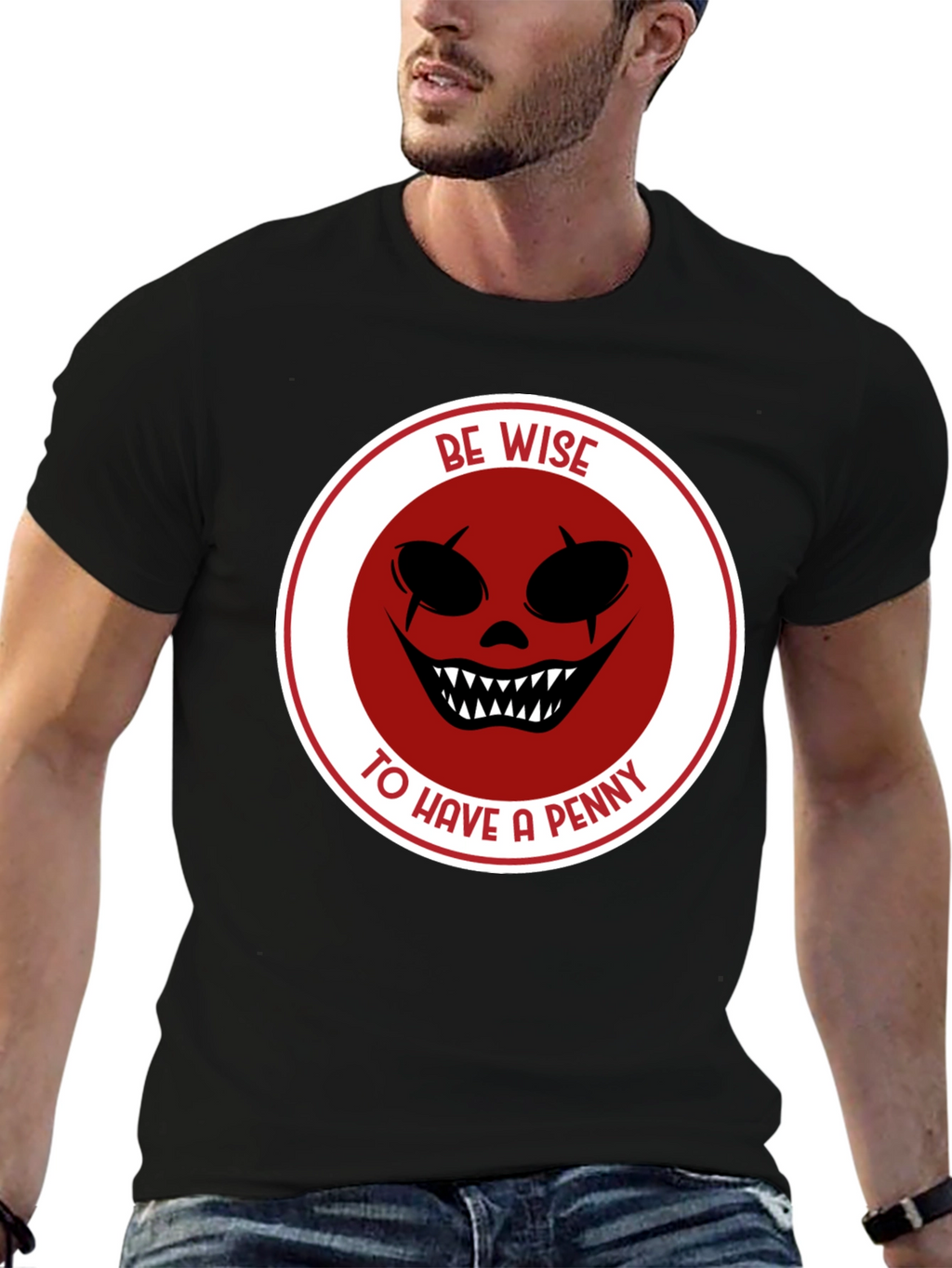 Be Wise Scary Clown Graphic Black T-Shirt