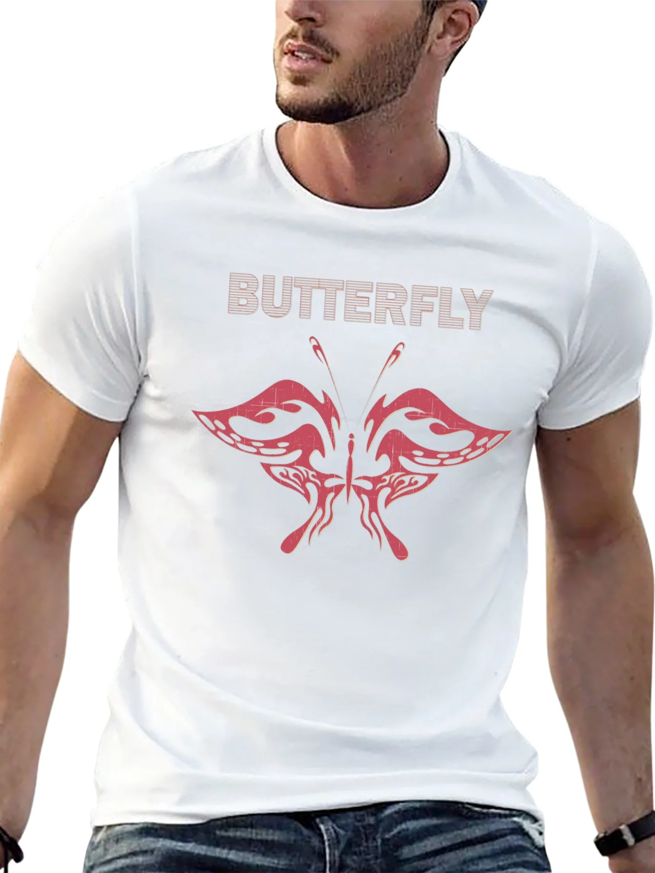 Butterfly Graphic Print Mens Black T-Shirt