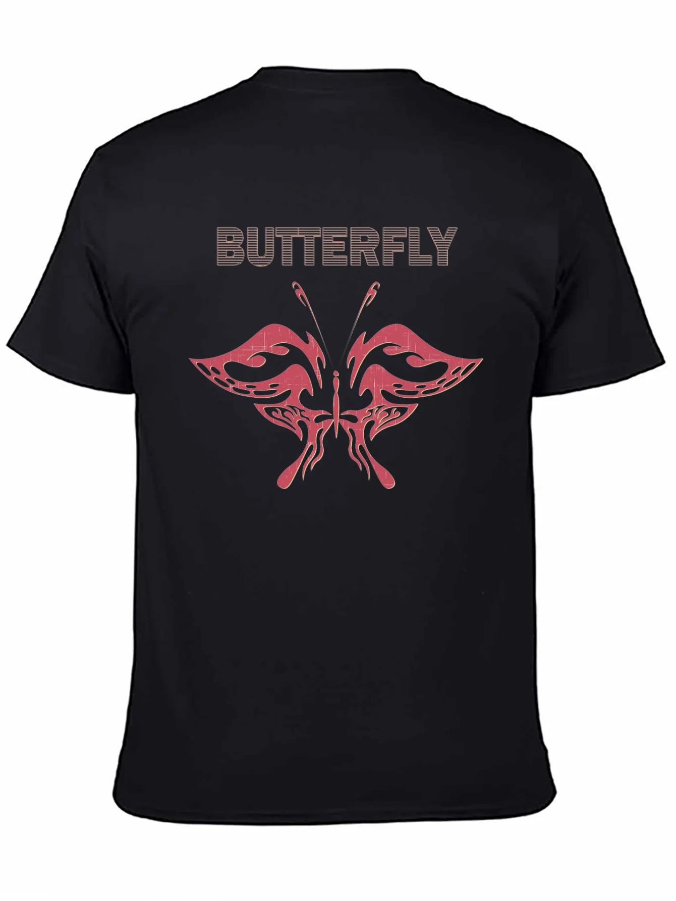 Butterfly Graphic Print Mens Black T-Shirt
