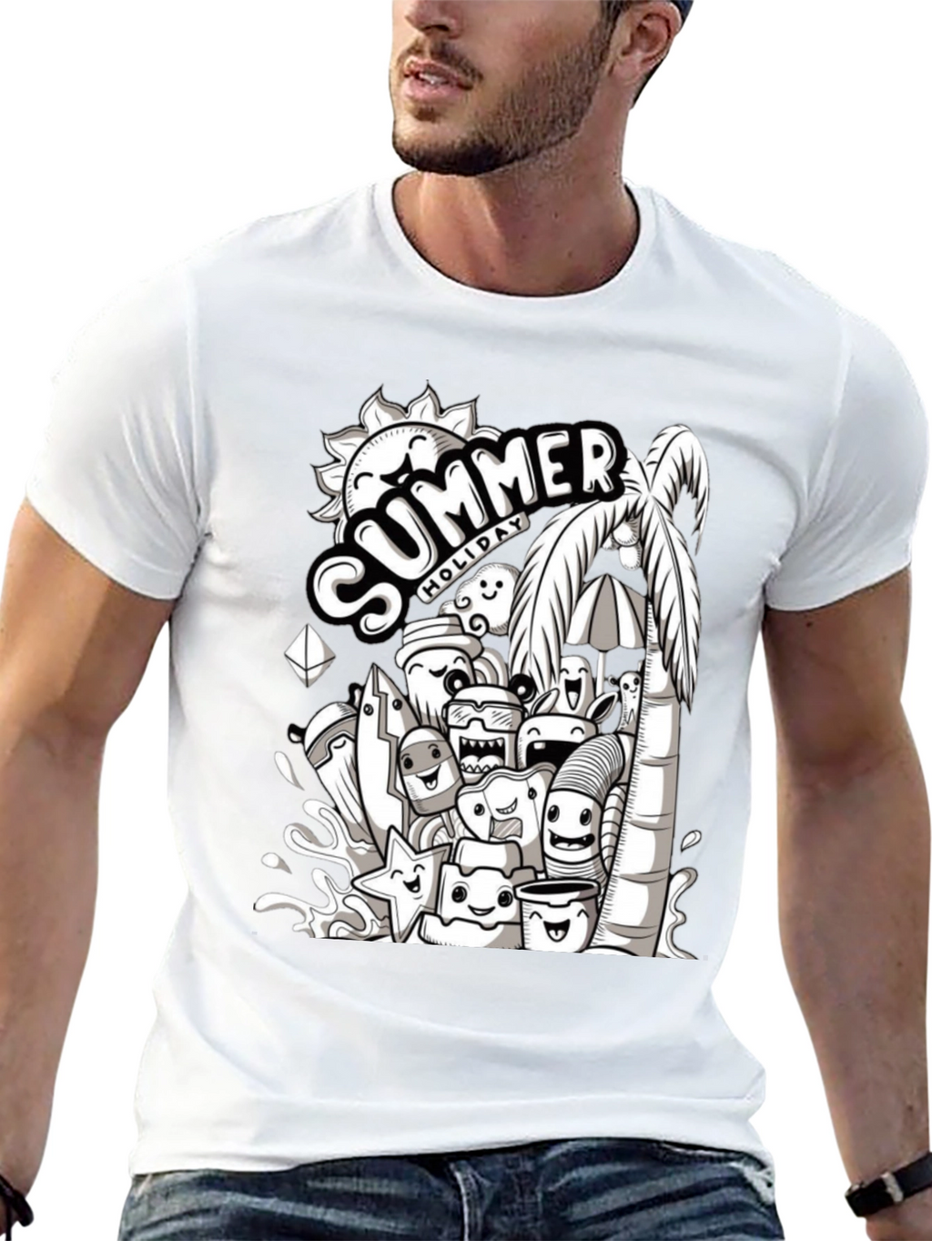 Summer Holiday Doodle Graphic T-Shirt