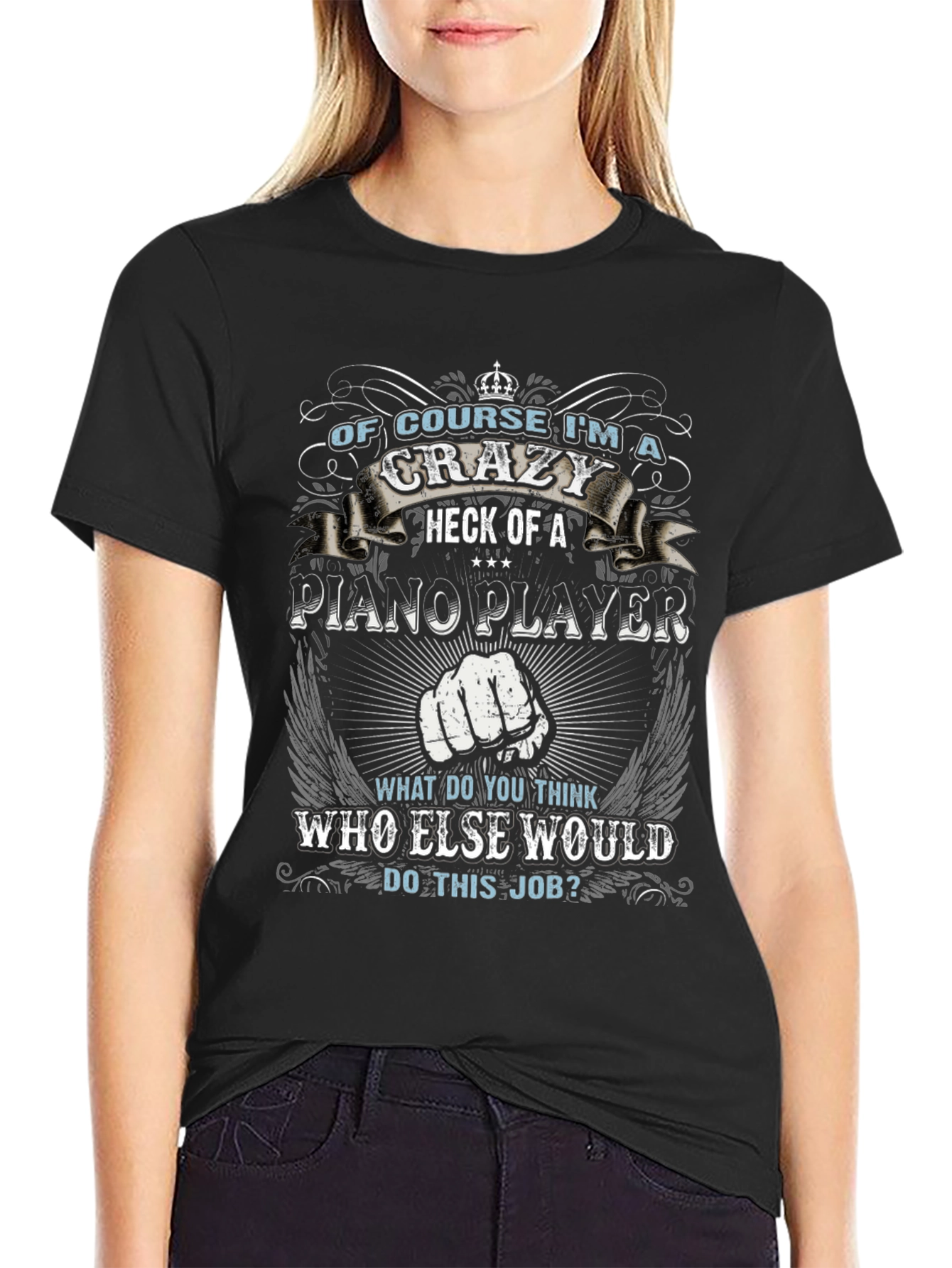 Crazy Piano Player Graphic T-Shirt