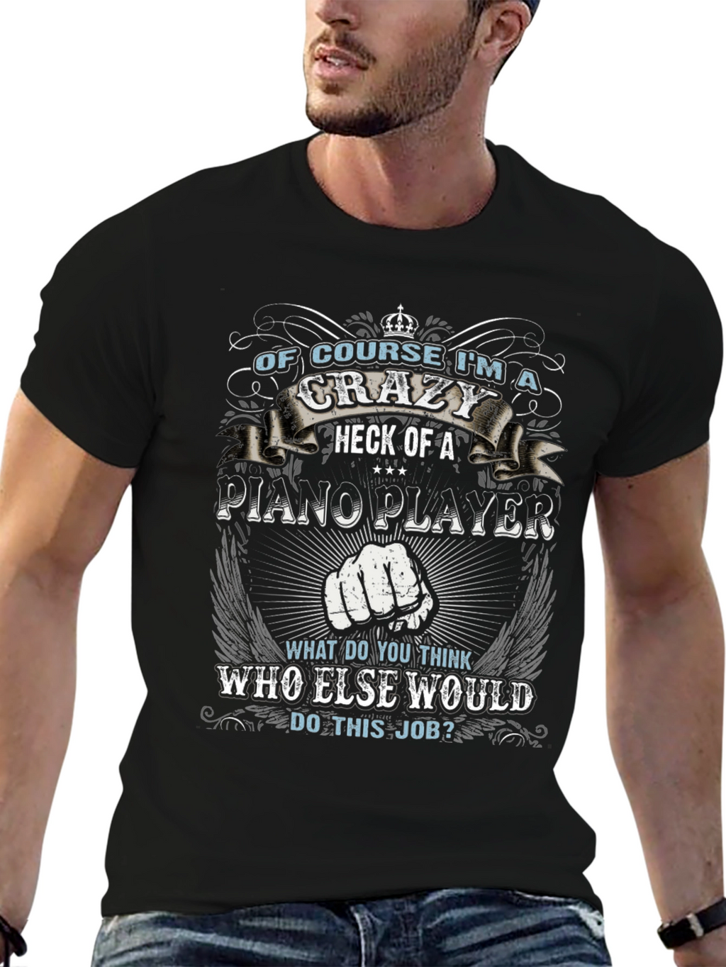 Crazy Piano Player Graphic T-Shirt