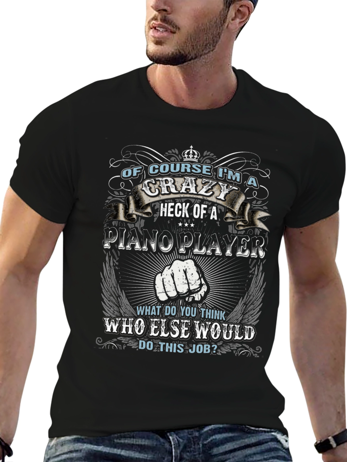 Crazy Piano Player Graphic T-Shirt