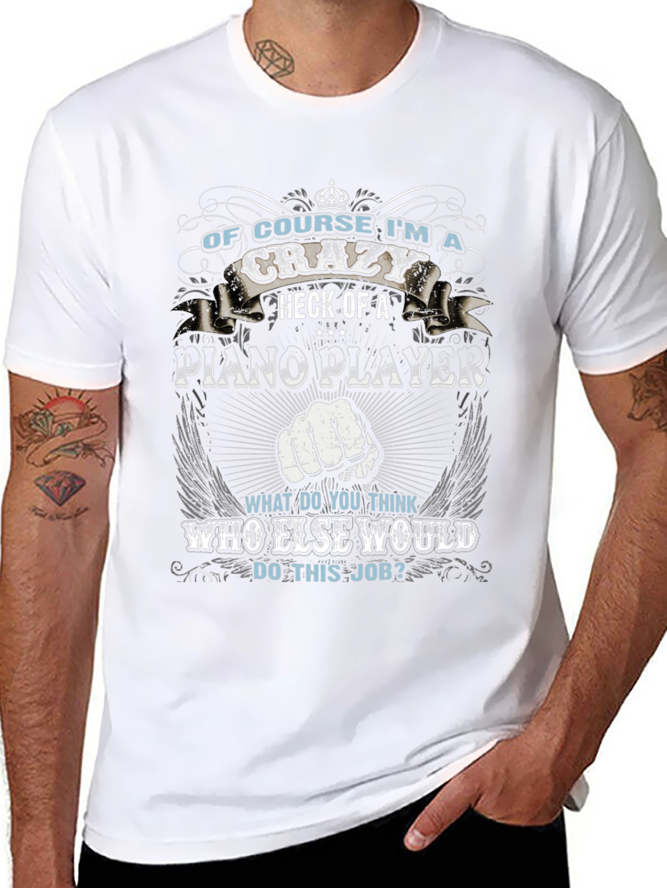 Crazy Piano Player Graphic T-Shirt