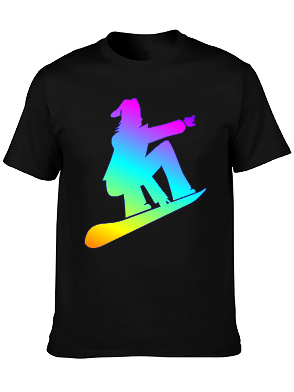 Rainbow Snowboarder Graphic Tee - Black T-Shirt