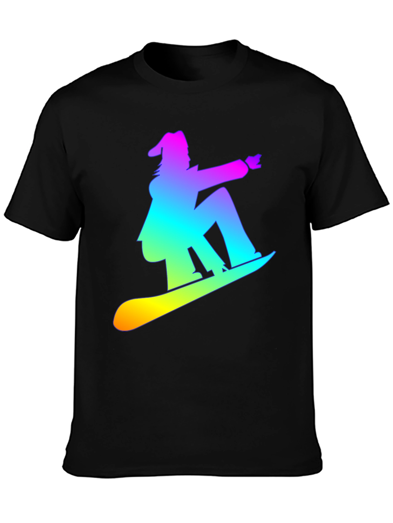 Rainbow Snowboarder Graphic Tee - Black T-Shirt