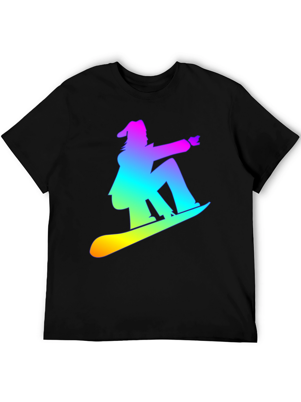 Rainbow Snowboarder Graphic Tee - Black T-Shirt