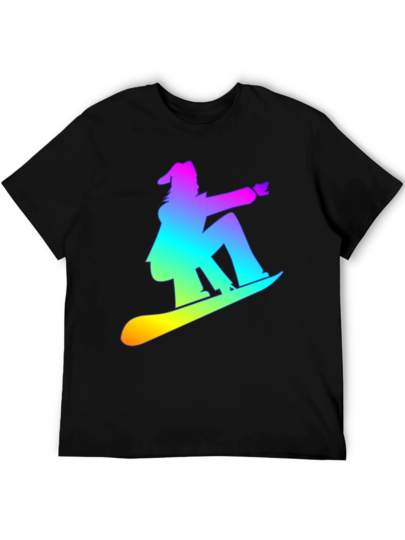 Rainbow Snowboarder Graphic Tee - Black T-Shirt