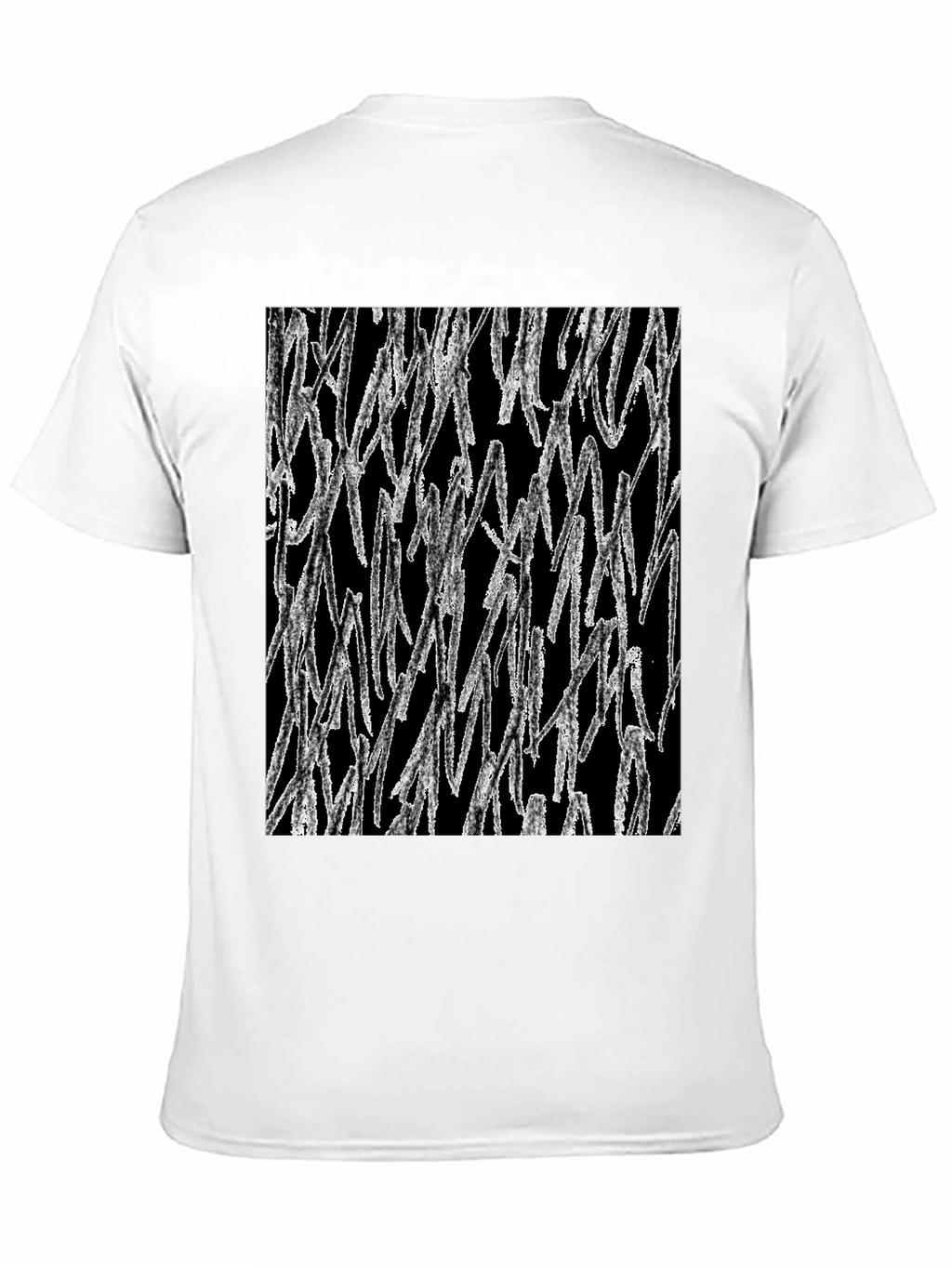 Abstract White Lines Graphic Black T-Shirt