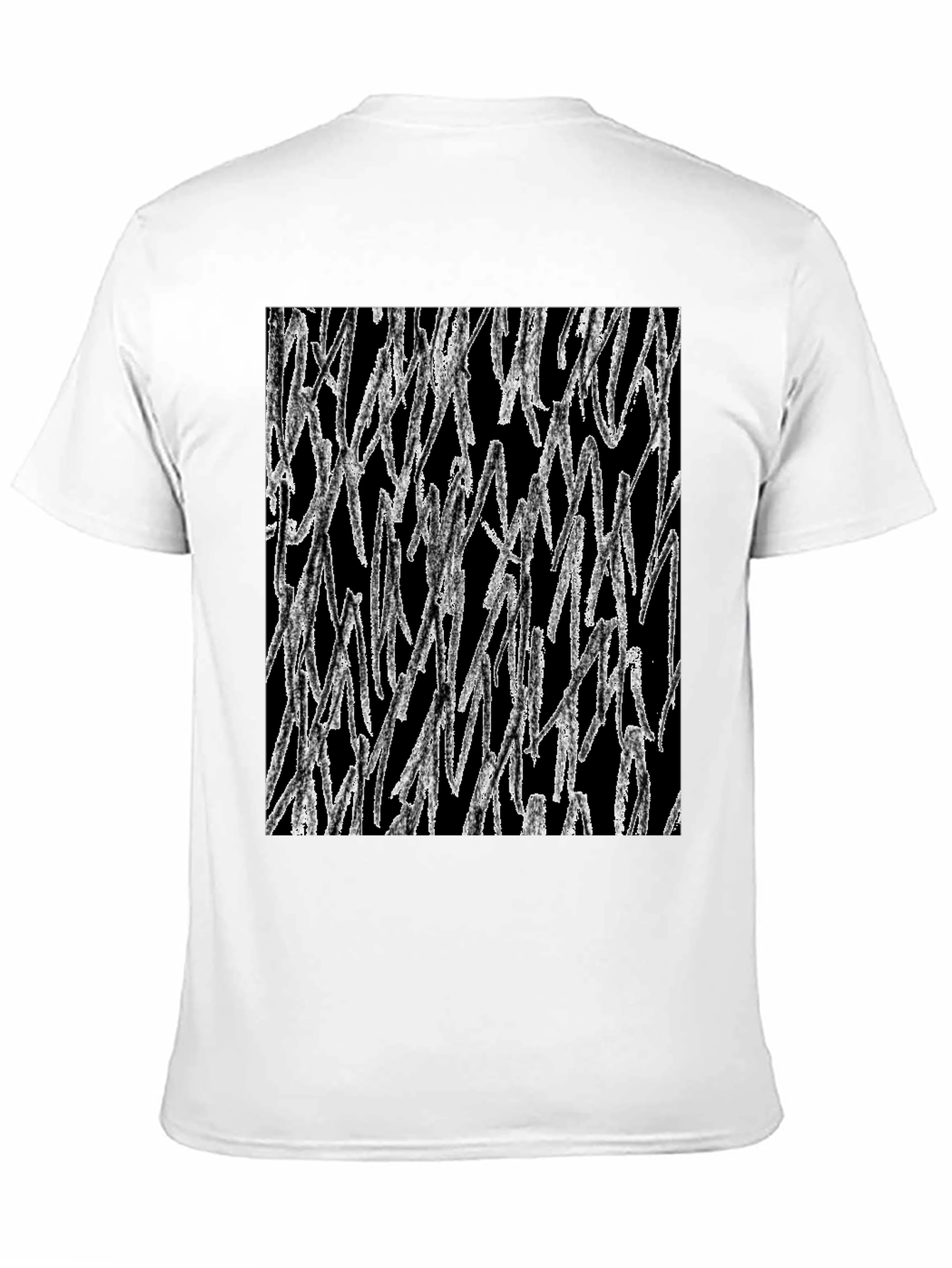 Abstract White Lines Graphic Black T-Shirt