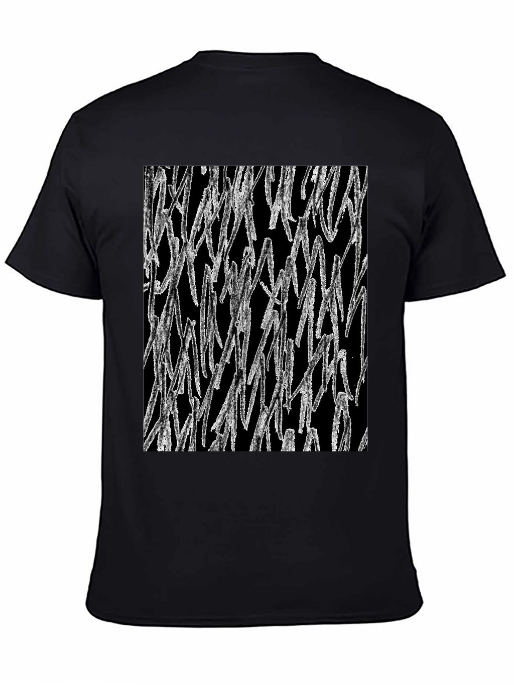 Abstract White Lines Graphic Black T-Shirt