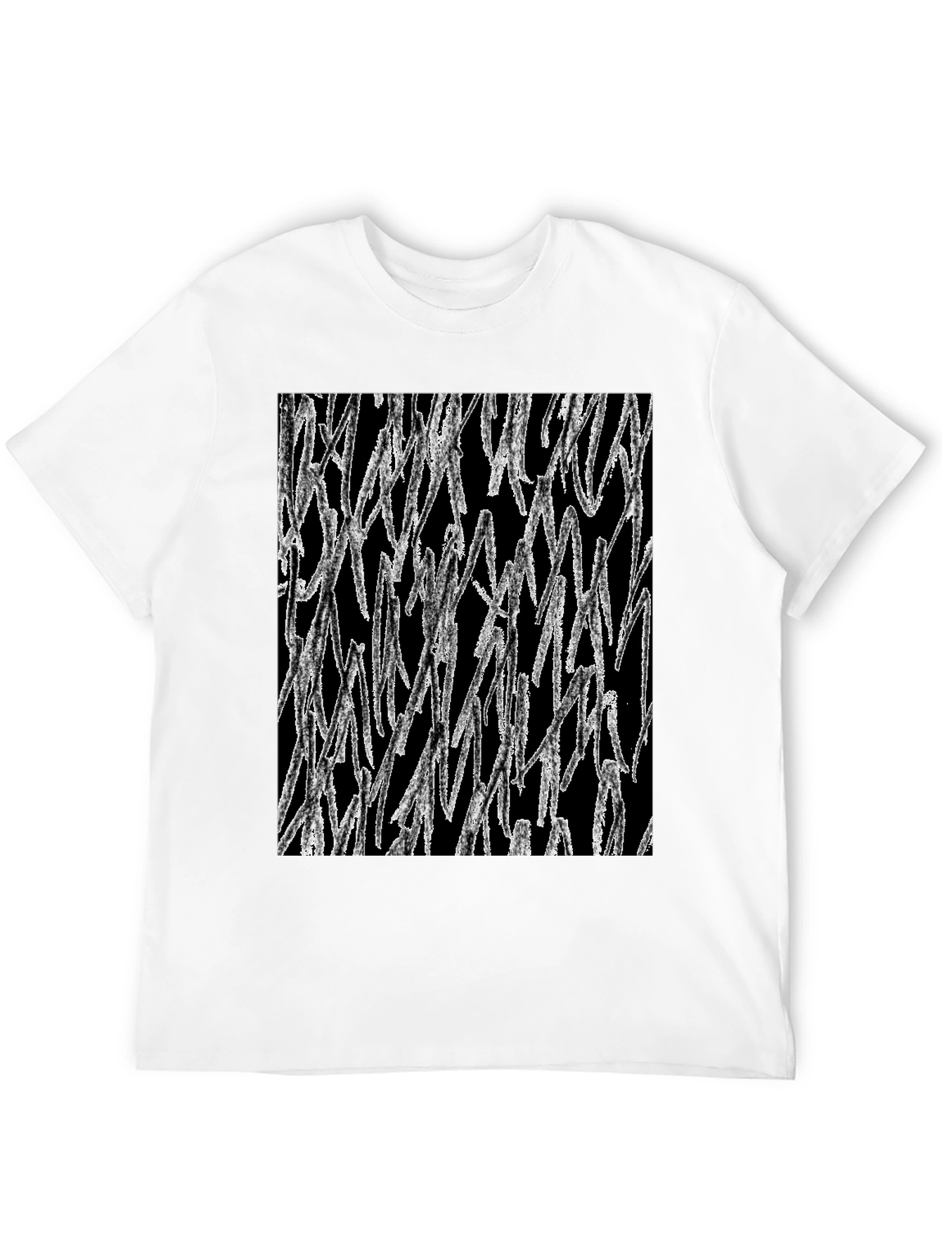 Abstract White Lines Graphic Black T-Shirt