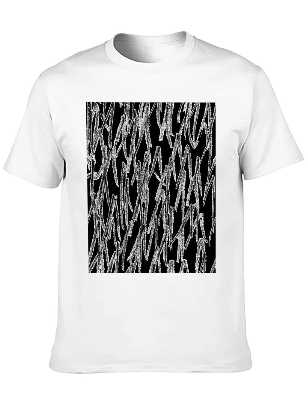 Abstract White Lines Graphic Black T-Shirt