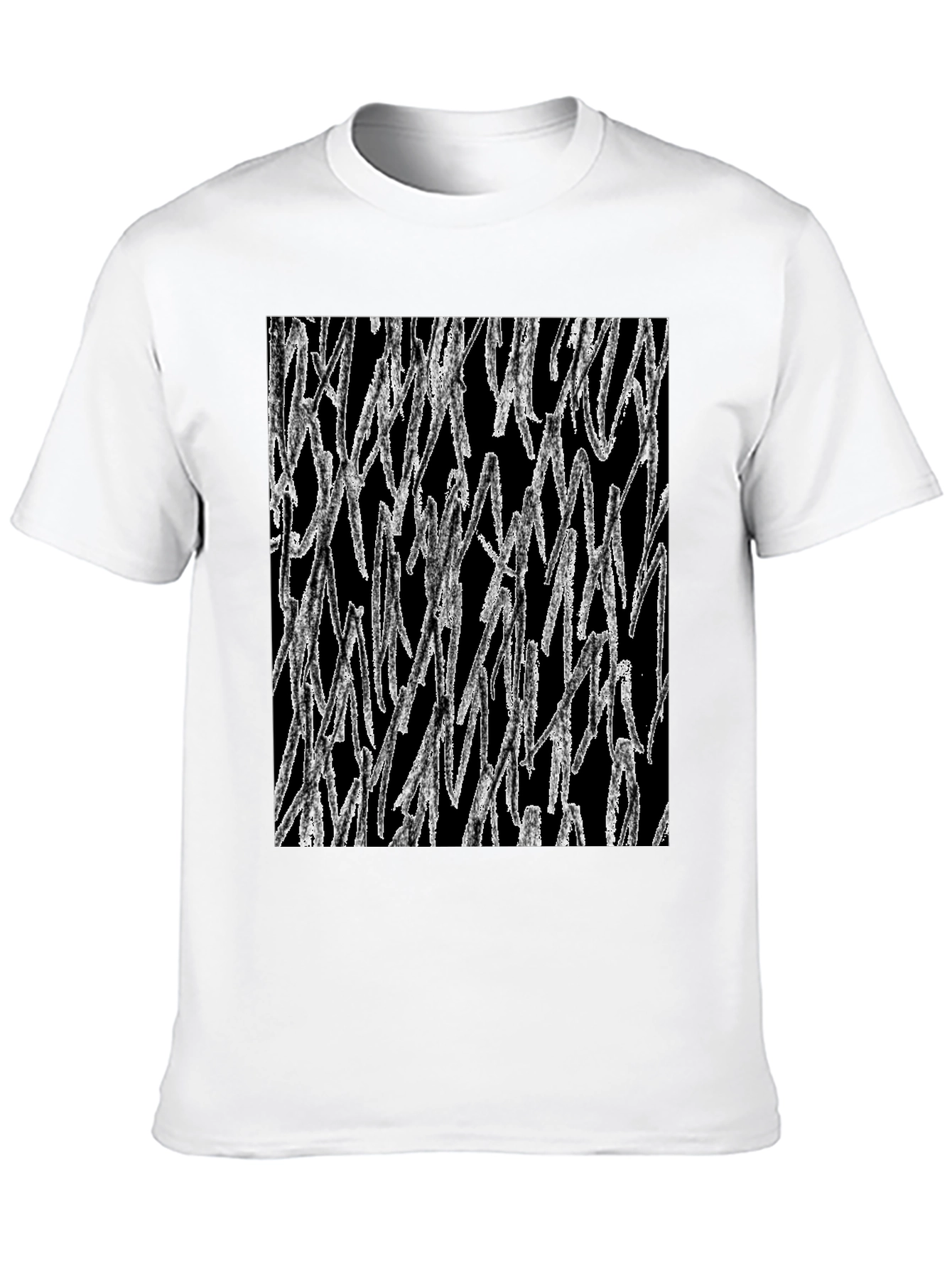 Abstract White Lines Graphic Black T-Shirt