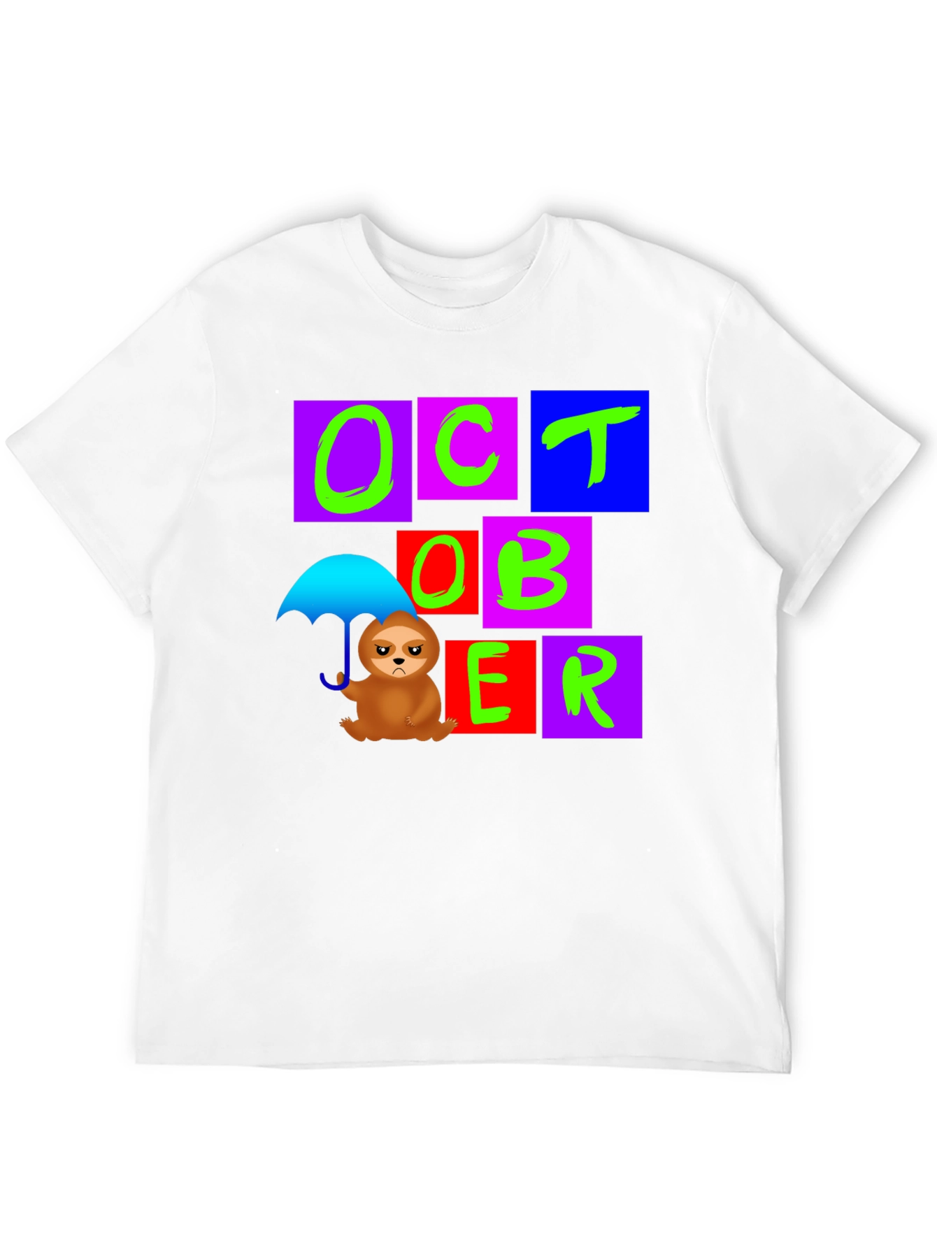 October Sloth Under Umbrella Graphic T-Shirt