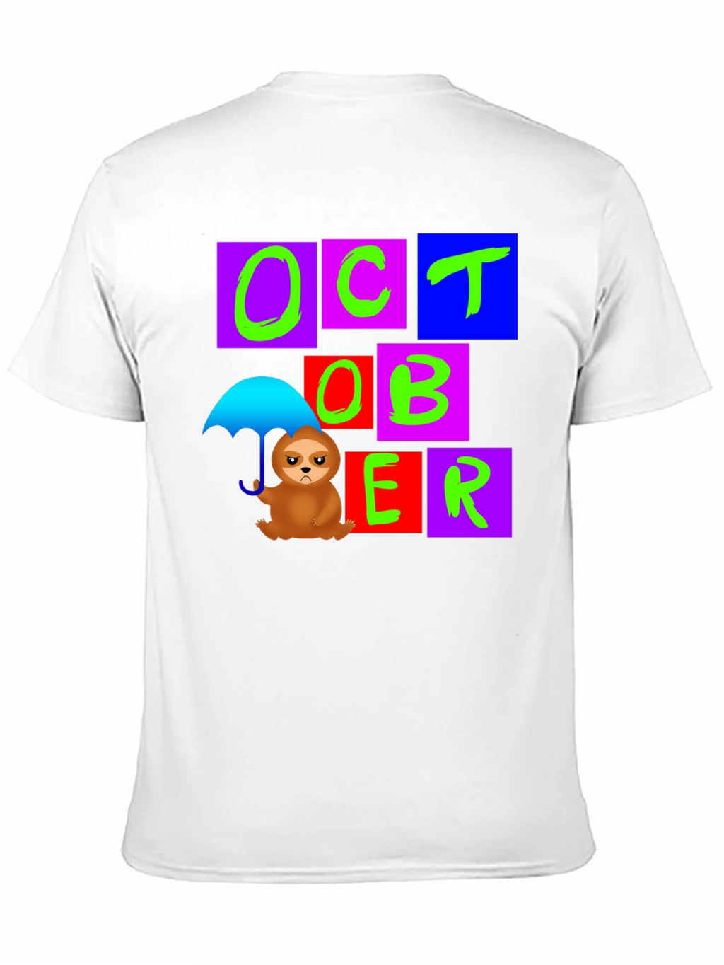 October Sloth Under Umbrella Graphic T-Shirt