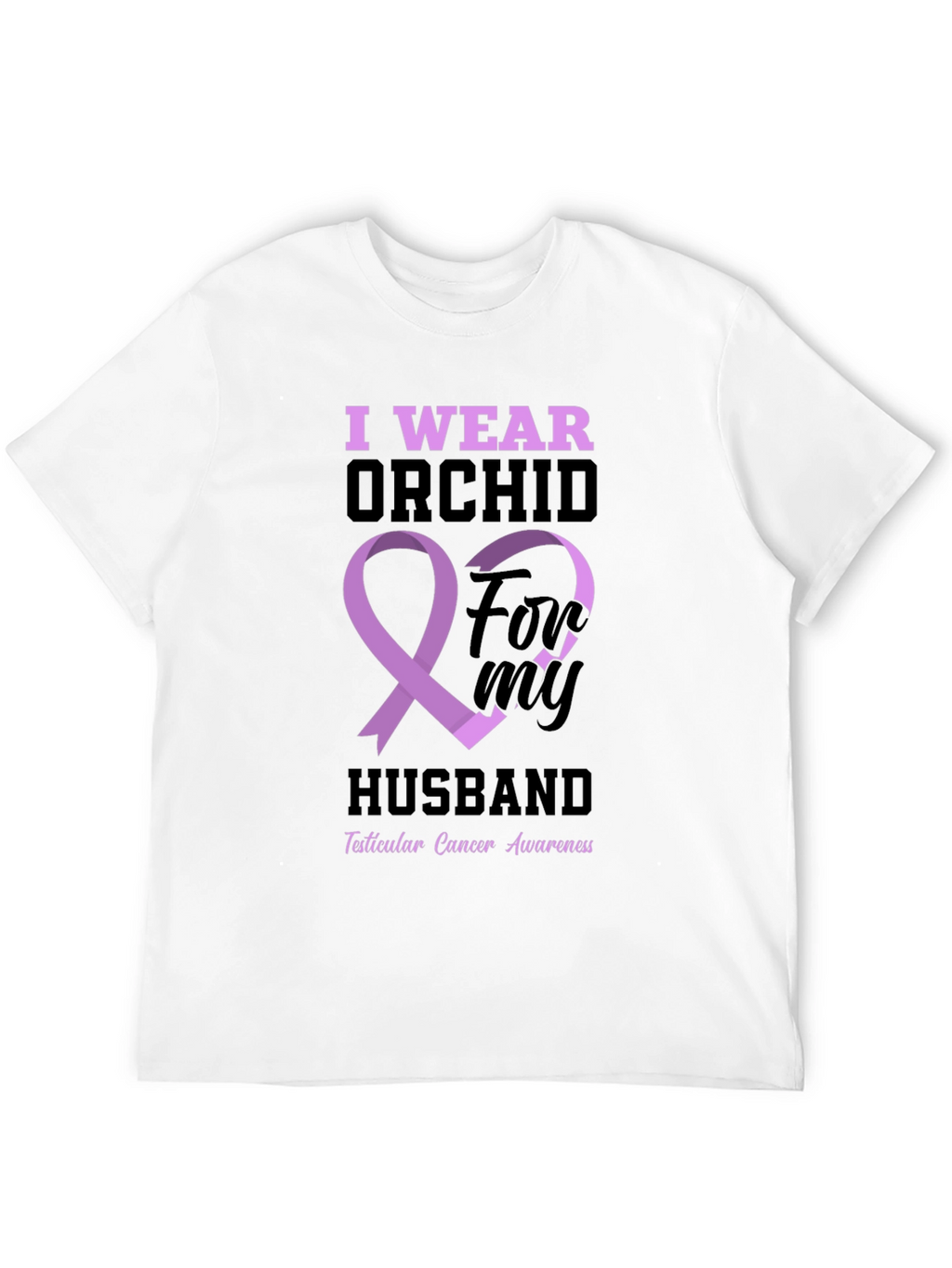 Orchid Ribbon Husband T-Shirt - Cancer Awareness