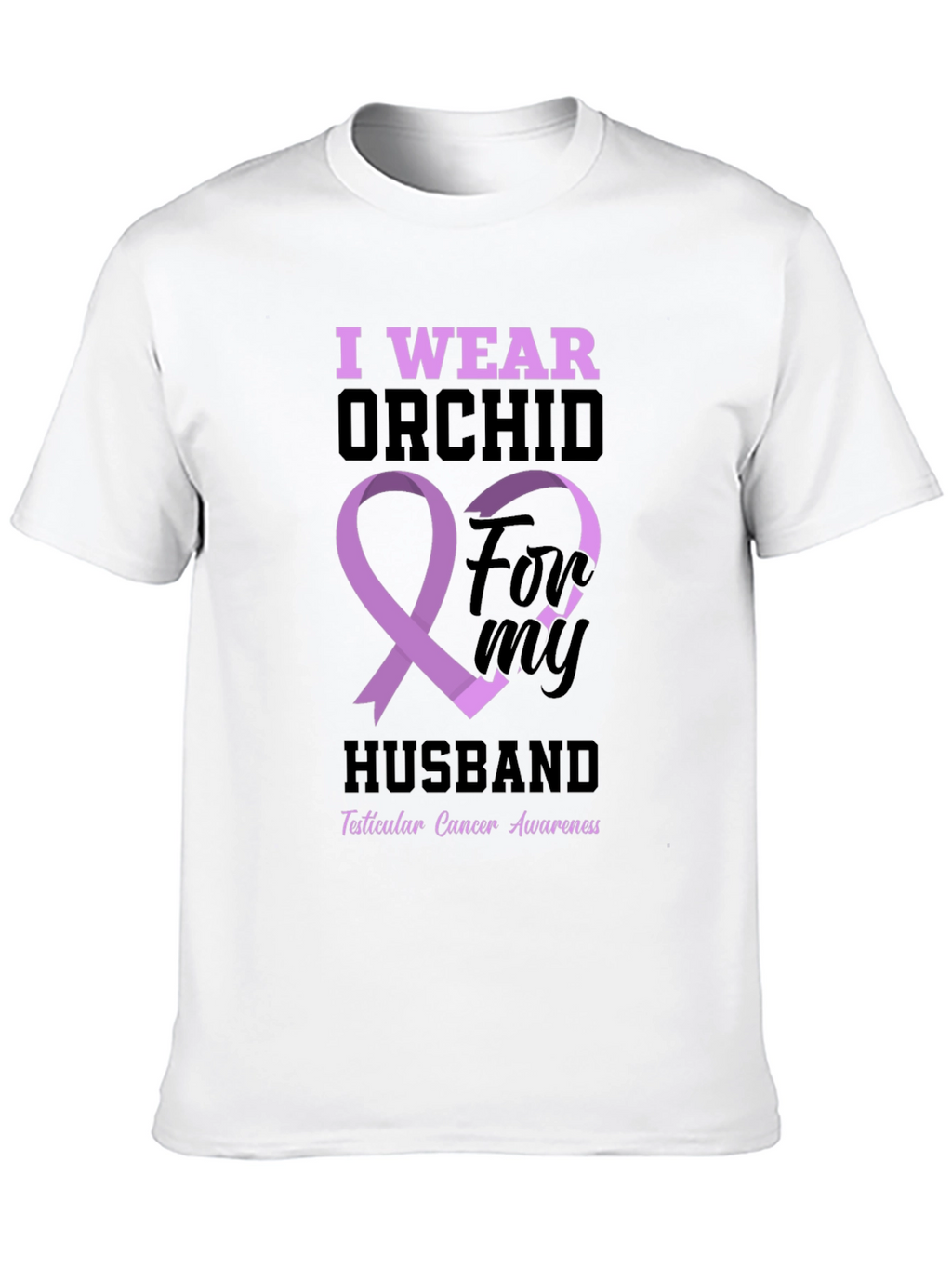 Orchid Ribbon Husband T-Shirt - Cancer Awareness