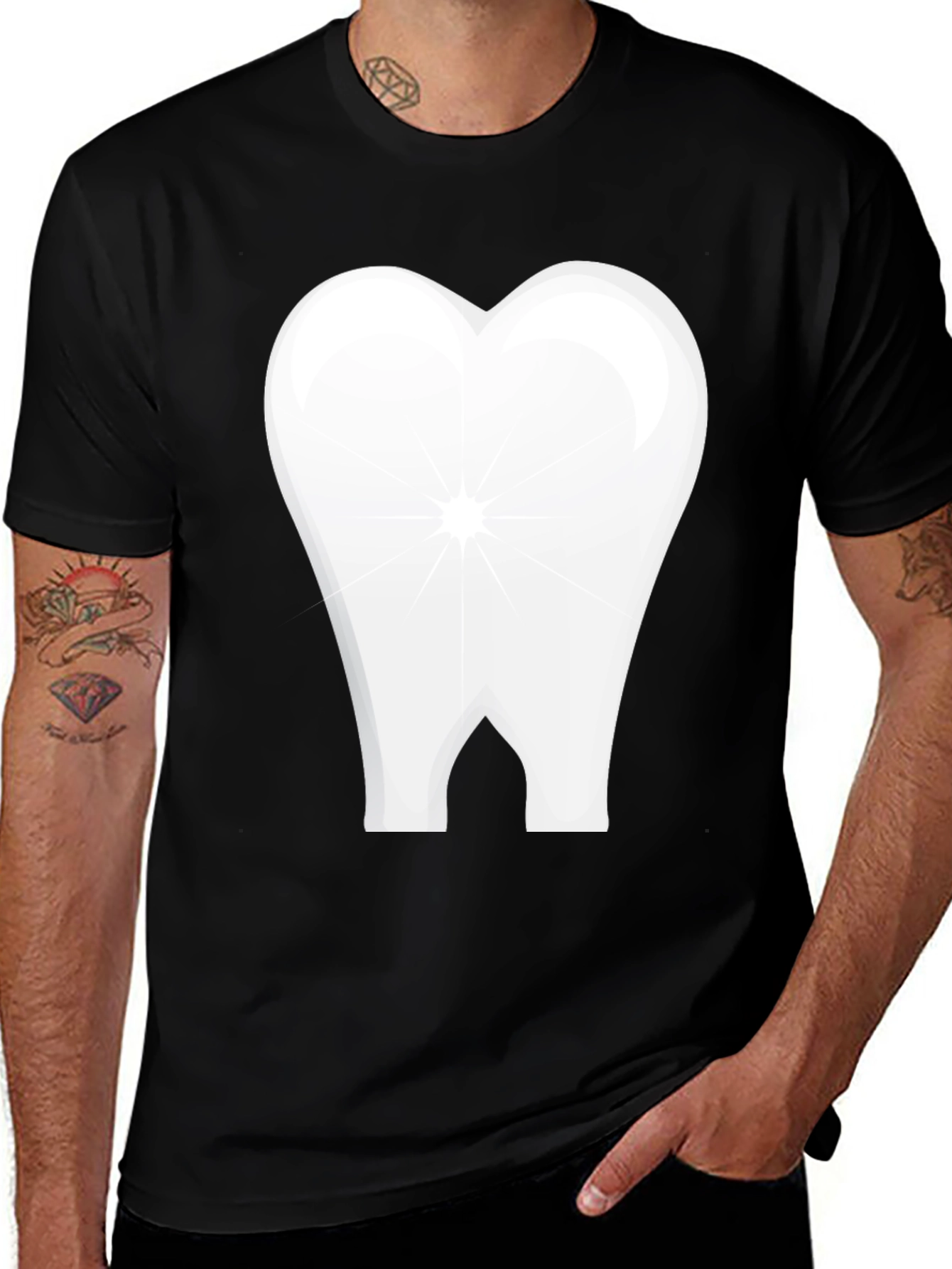 Tooth Graphic Black T-Shirt Dental Humor