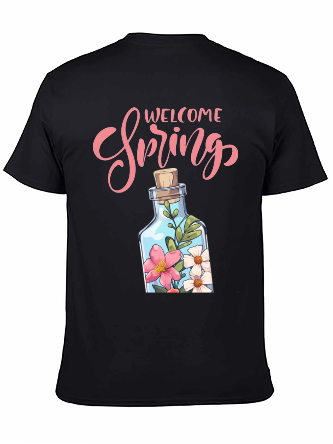 Welcome Spring Graphic Tee - Floral Bottle Design