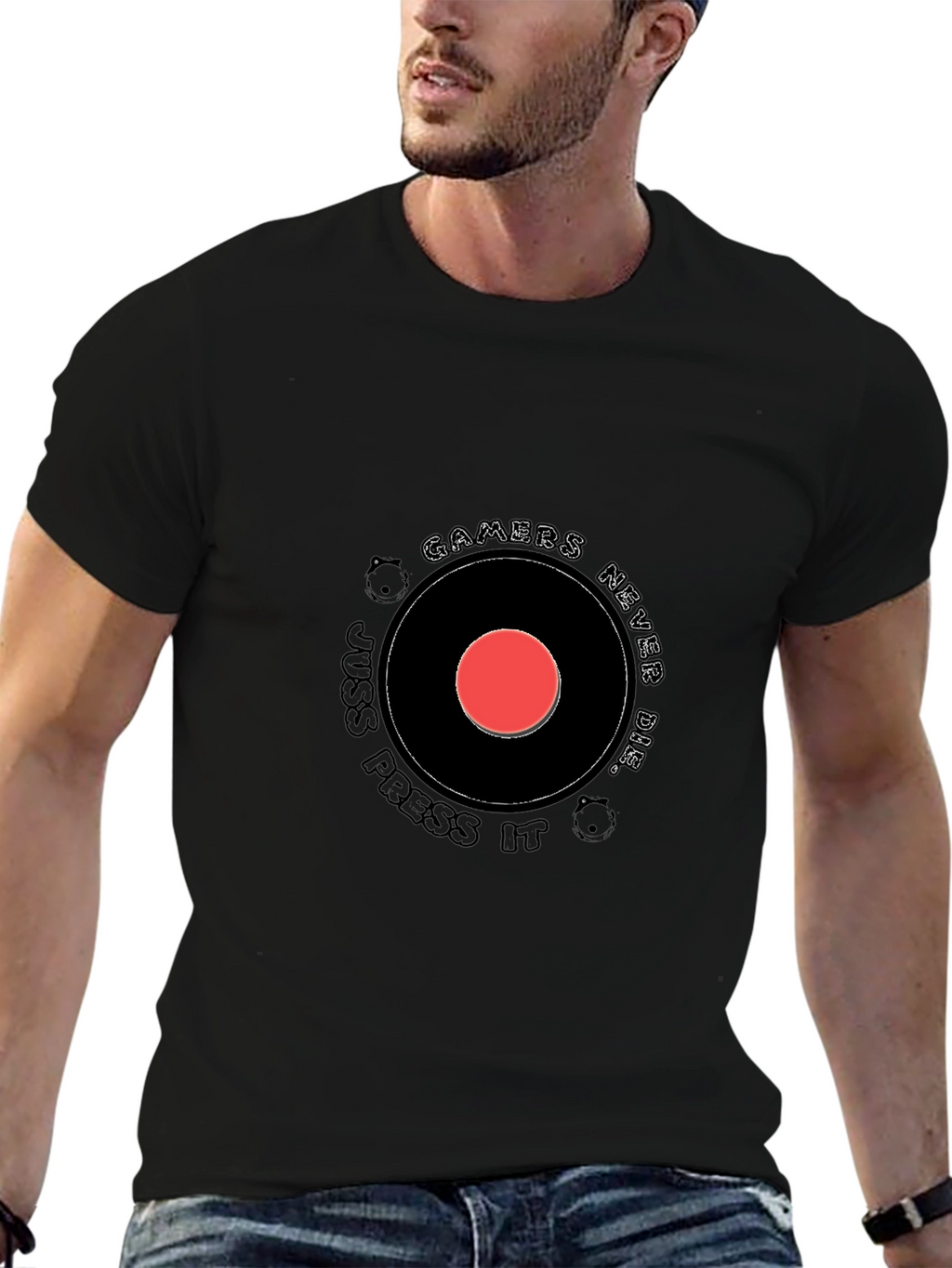 Gamers Never Die Black Graphic T-Shirt