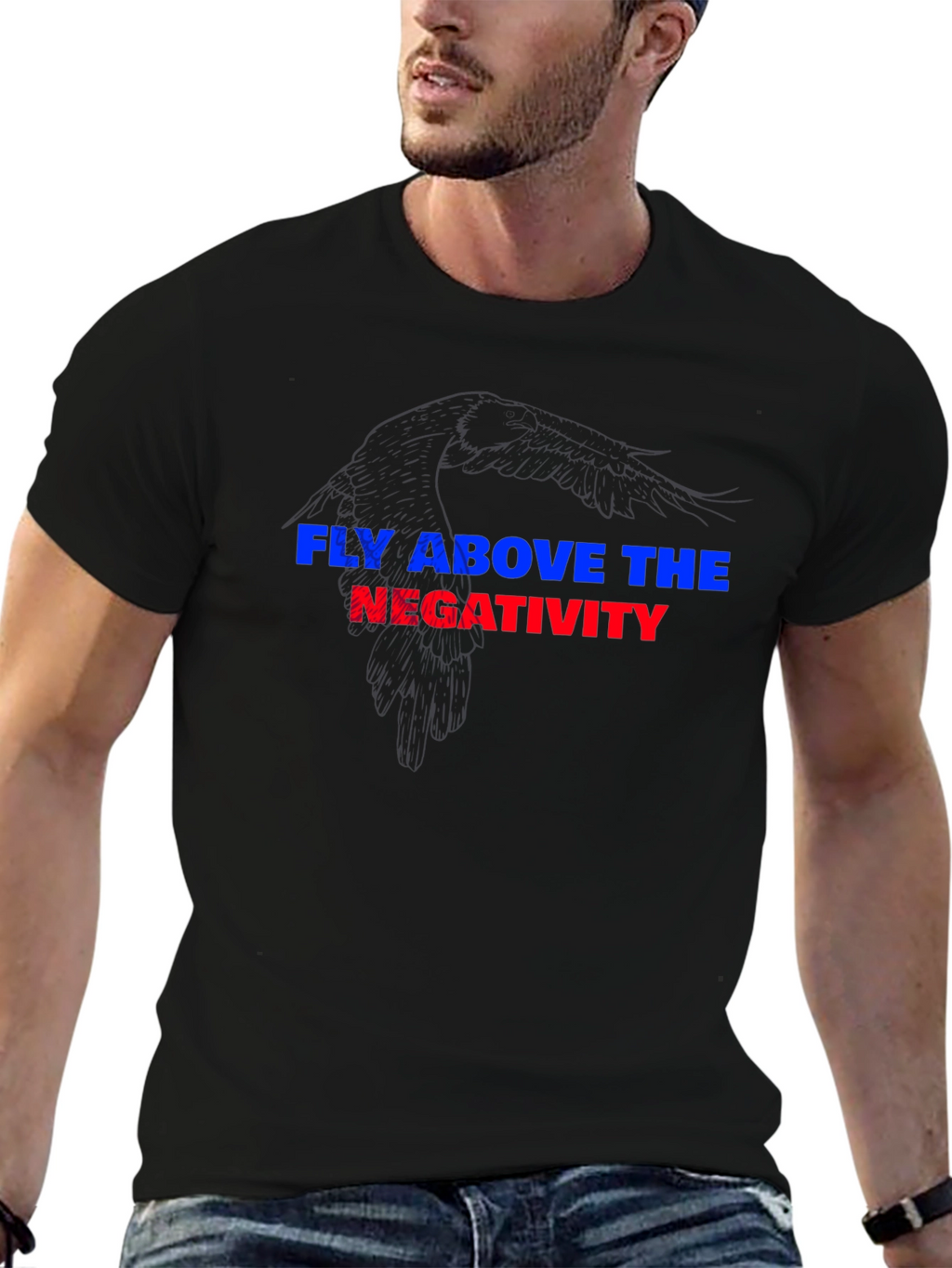 Fly Above Negativity Black Graphic Tee
