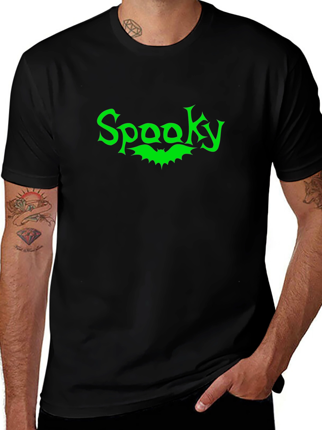 Spooky Bat Graphic Tee - Black