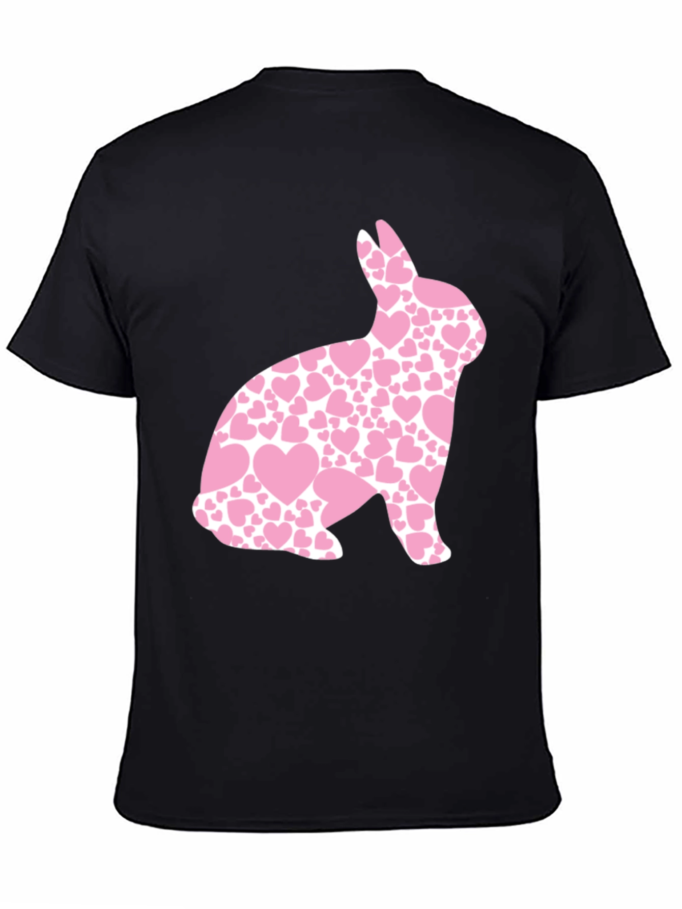 Mens Black Easter Bunny Heart T-Shirt