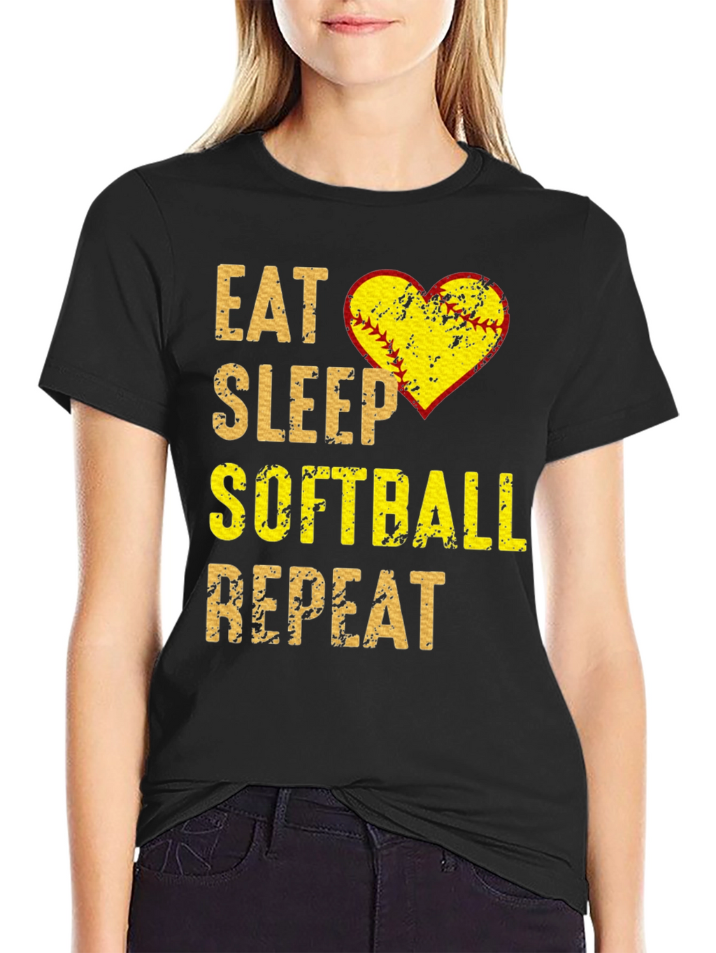 Eat Sleep Softball Repeat Graphic Tee