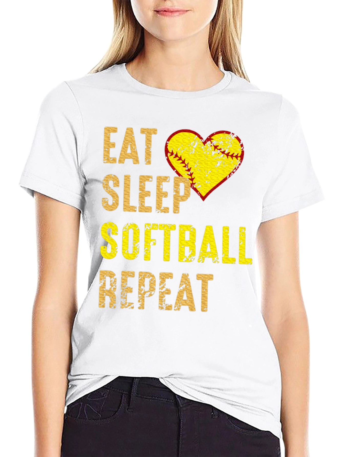 Eat Sleep Softball Repeat Graphic Tee