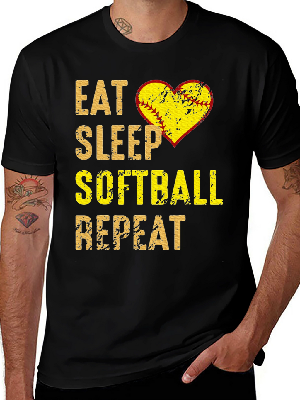 Eat Sleep Softball Repeat Graphic Tee