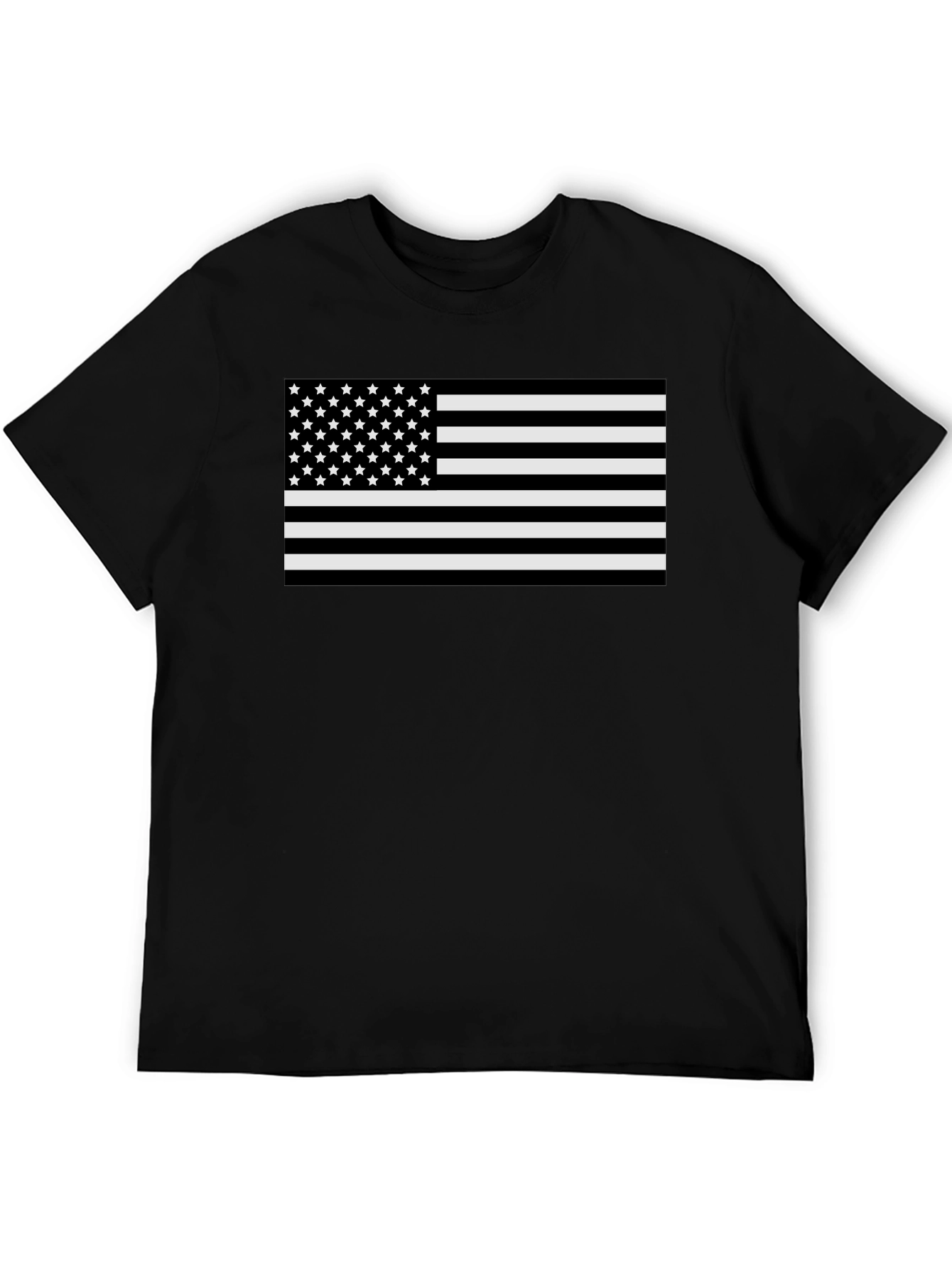 Monochrome American Flag Graphic T-Shirt
