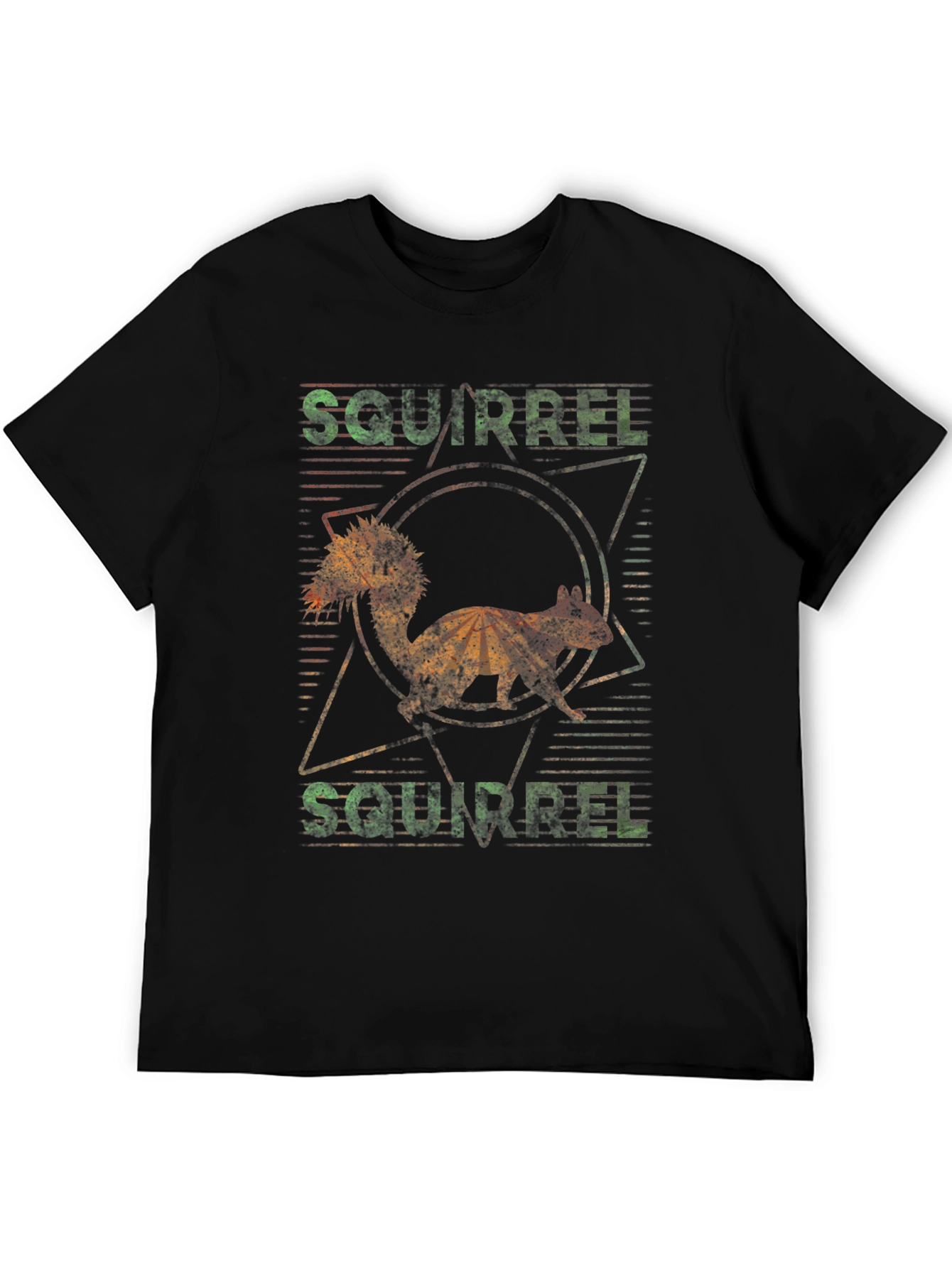 Vintage Squirrel Graphic Print Black T-Shirt