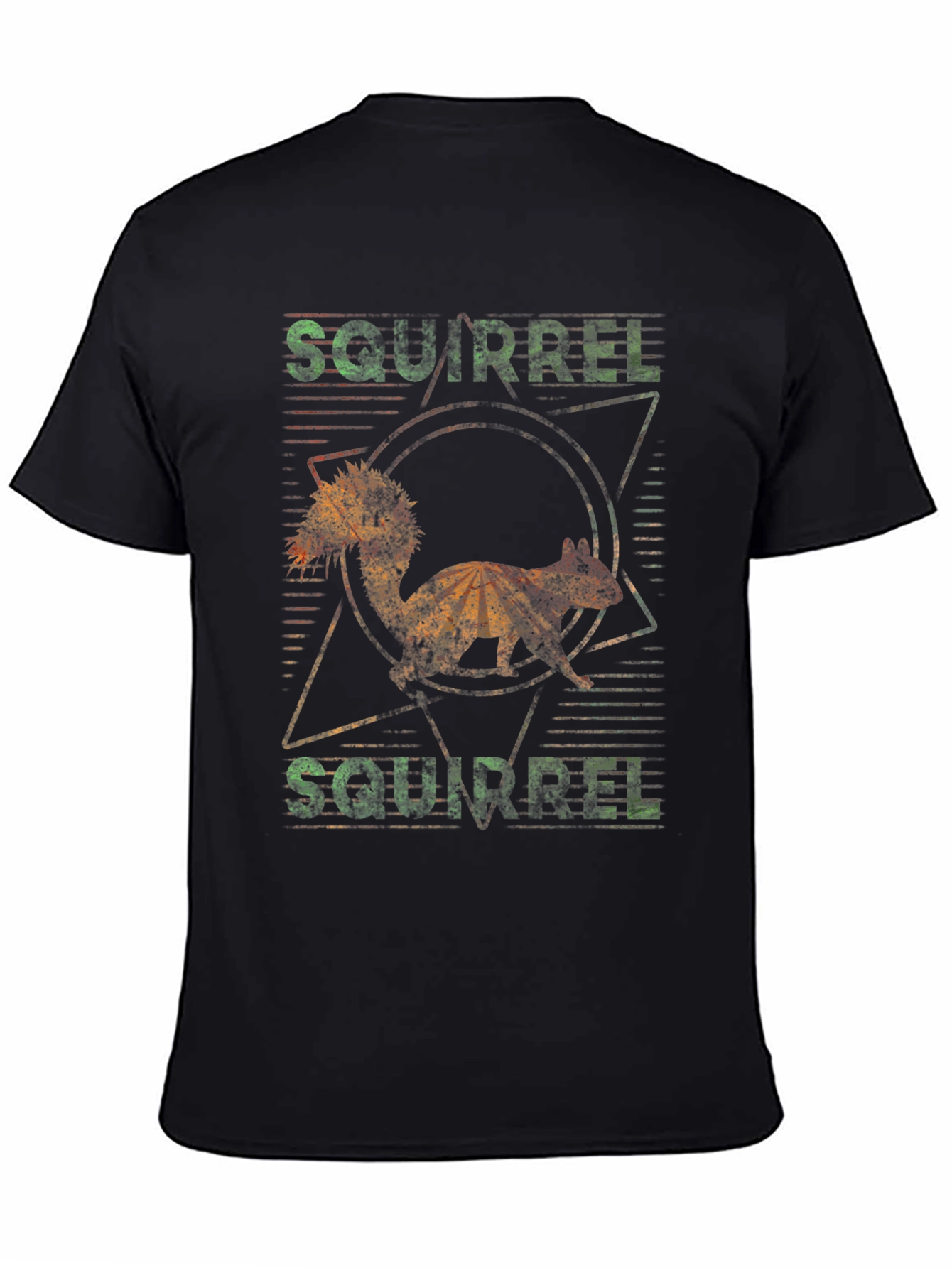 Vintage Squirrel Graphic Print Black T-Shirt