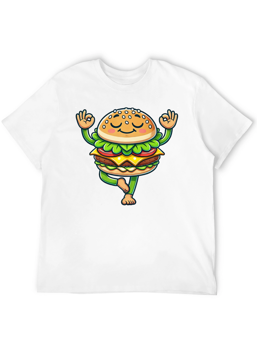 Yoga Burger T-Shirt - Meditating Fast Food Tee