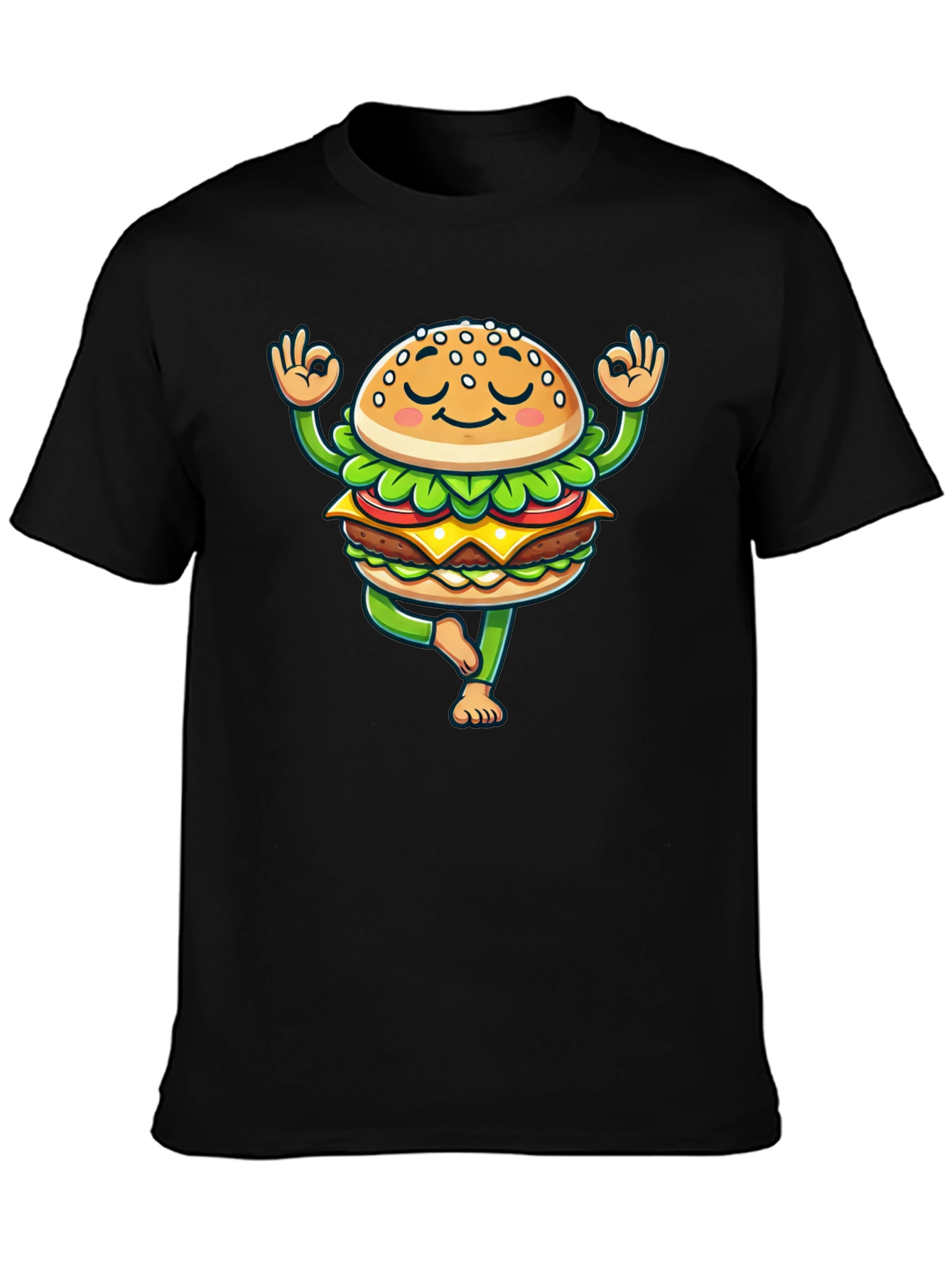 Yoga Burger T-Shirt - Meditating Fast Food Tee