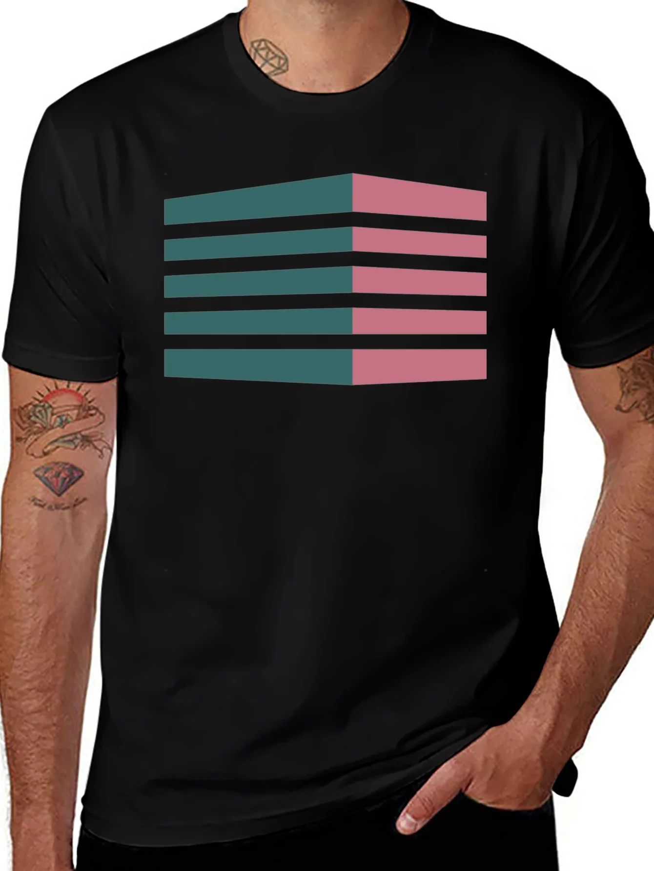 Geometric 3D Stripes T-Shirt