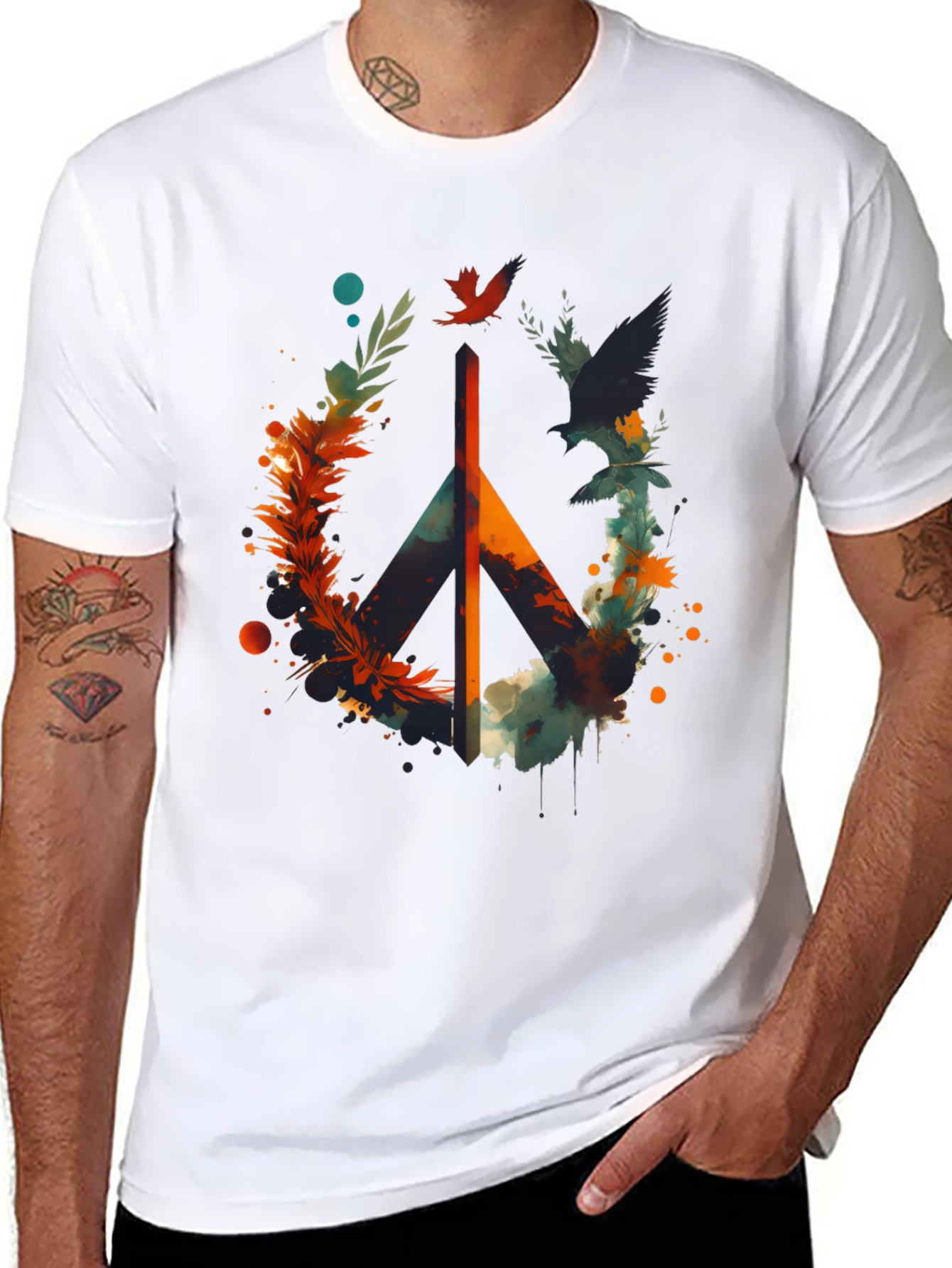 Peace Sign Graphic Tee - Mens Black T-Shirt