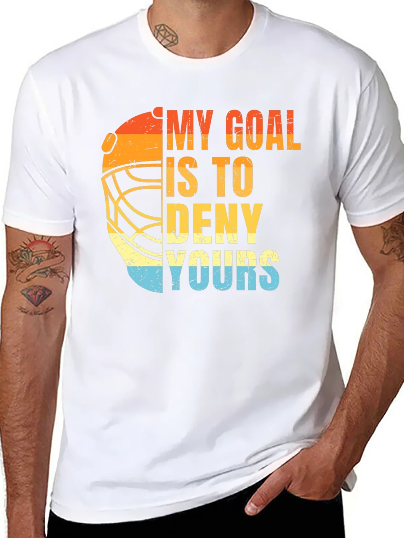 Goalie Hockey Graphic T-Shirt - My Goal Is To Deny Yours