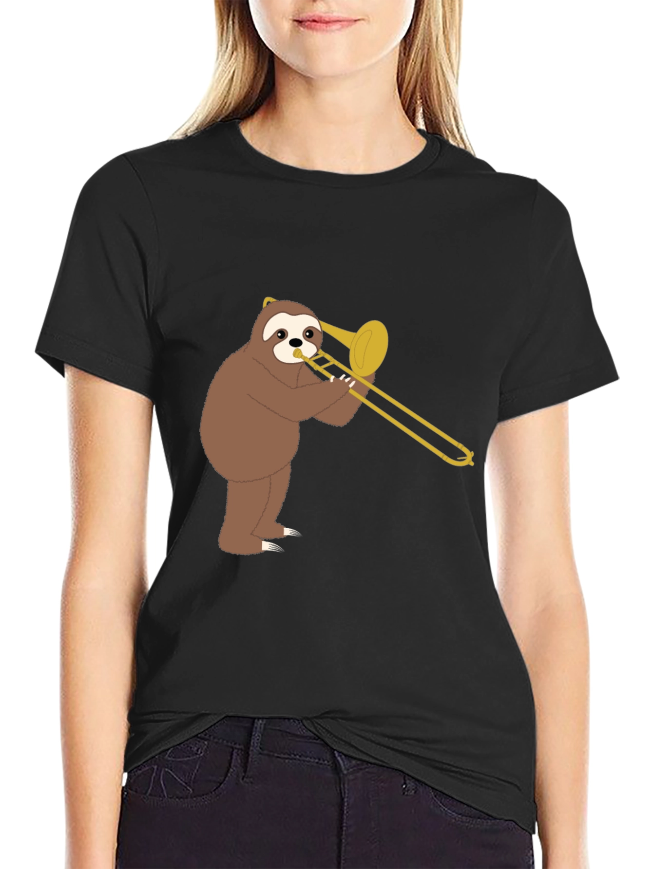 Sloth Trombone Player Graphic Tee